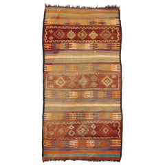 Vintage Berber Moroccan Kilim Rug with Modern Cabin Style, Flat-weave Kilim Rug