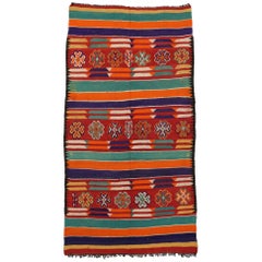 Vintage Berber Moroccan Kilim Rug with Modern Cabin Style, Flat-weave Kilim Rug