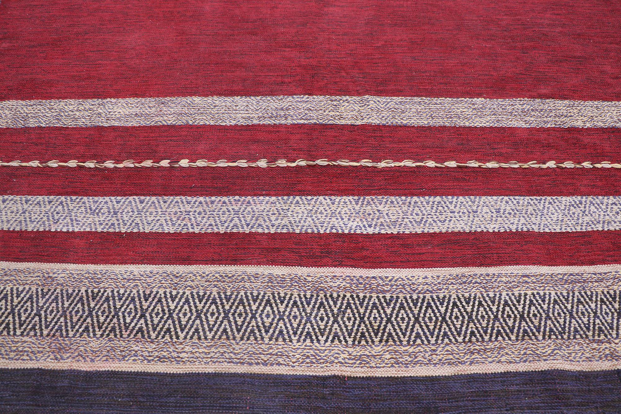 Vintage Berber Moroccan Kilim Rug with Nautical Style In Good Condition For Sale In Dallas, TX