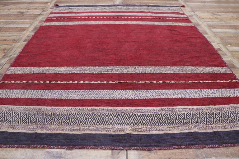 Vintage Berber Moroccan Kilim Rug with Nautical Style For Sale 1