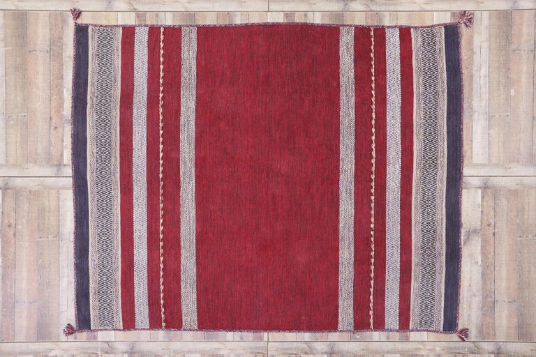 Vintage Berber Moroccan Kilim Rug with Nautical Style For Sale 2