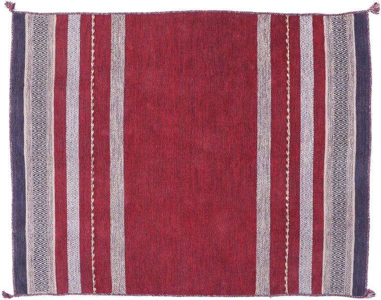 Vintage Berber Moroccan Kilim Rug with Nautical Style For Sale 3