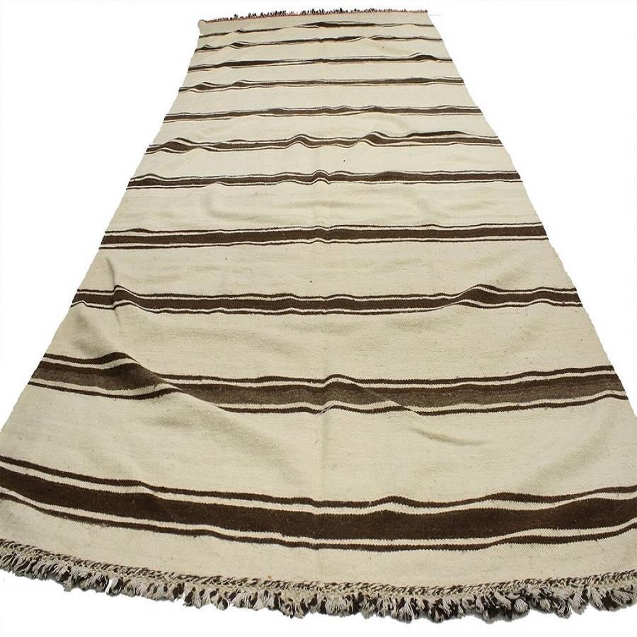 20538 Modern Striped Area Rug, Vintage Berber Moroccan Kilim Rug with Stripes 05'06 x 11'09. This vintage Berber Moroccan Kilim rug with stripes features a modern style, yet it still reflects an understated appearance ideal for modern, Minimalist