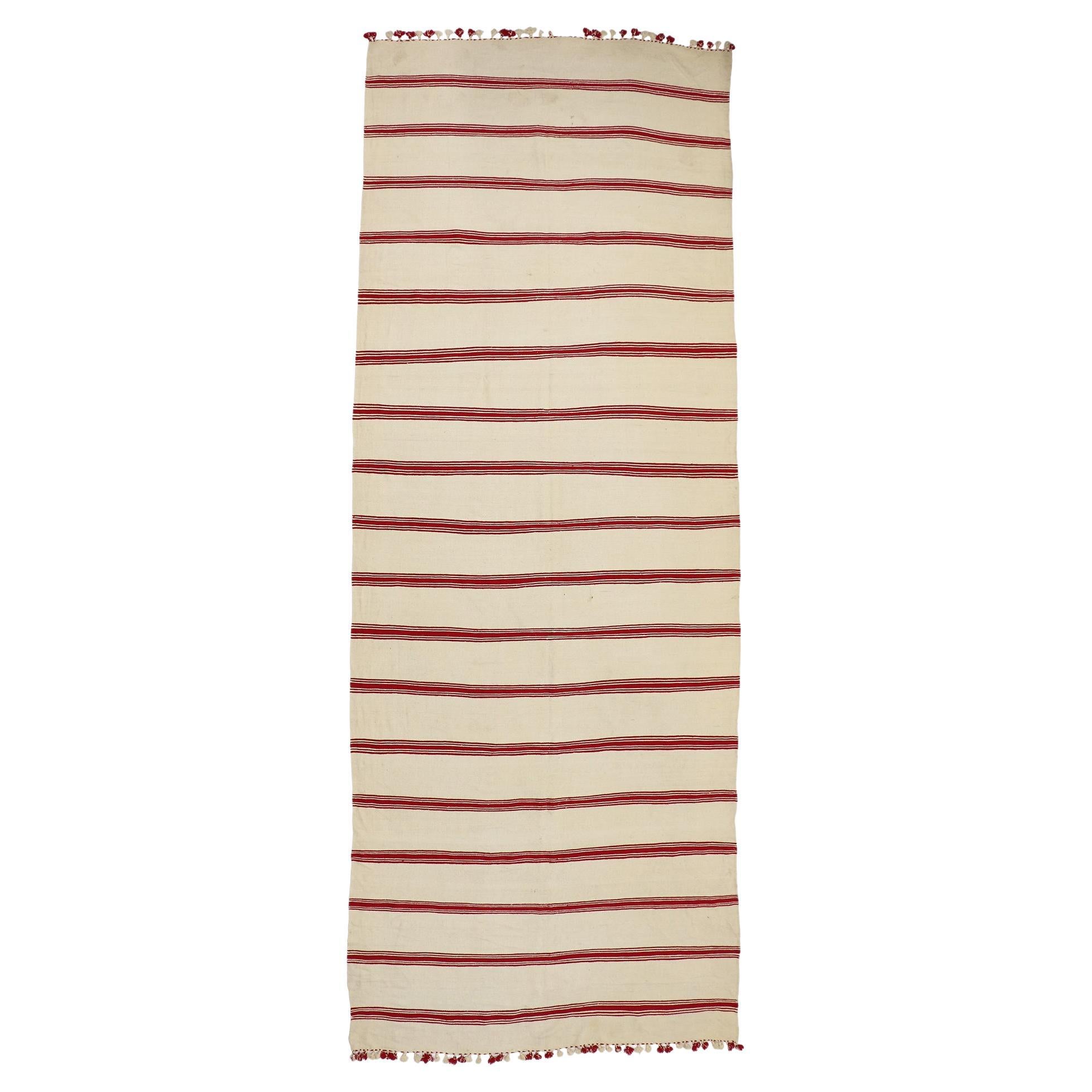 Alfombra Kilim Bereber Marroquí Vintage con Rayas y Estilo Moderno