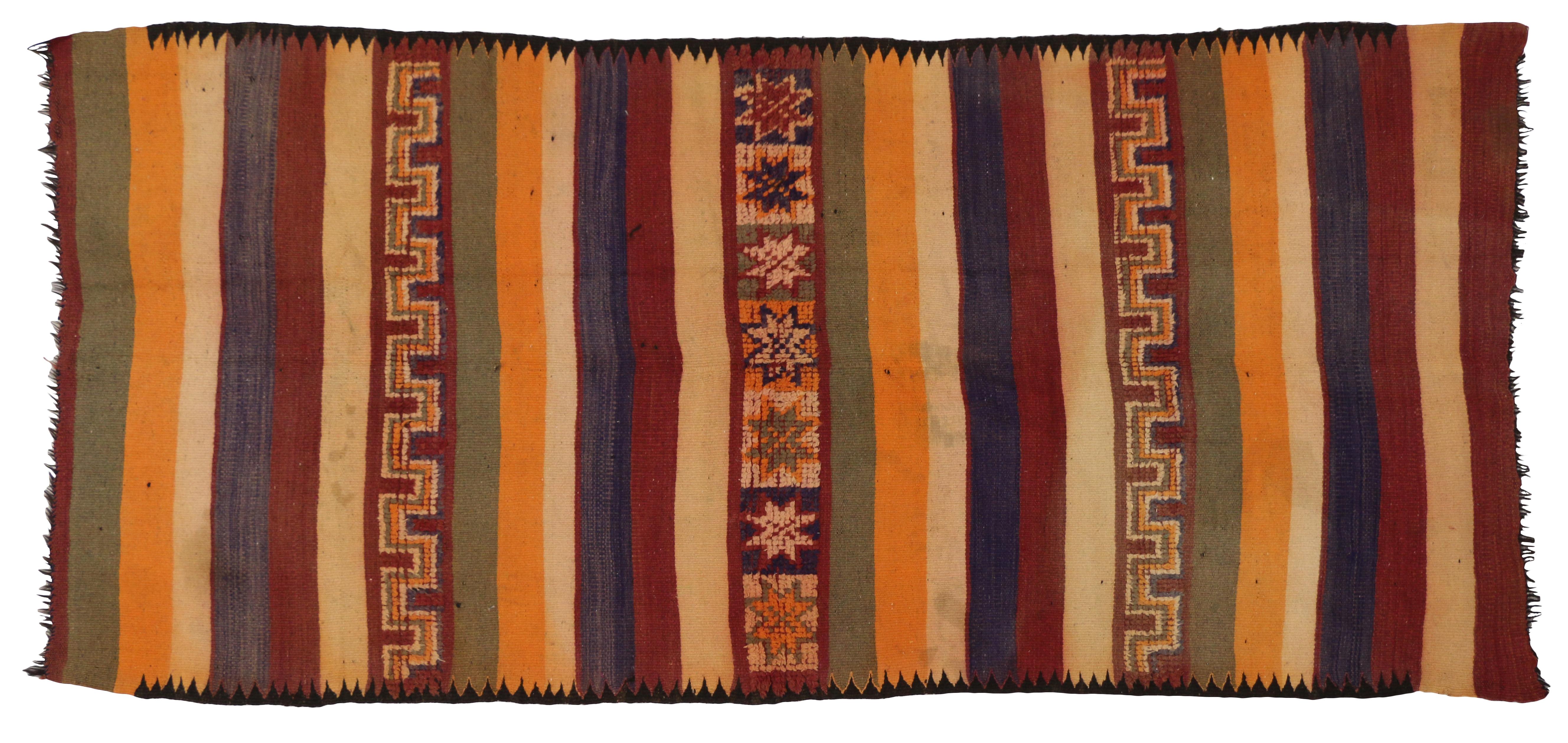 Marokkanischer Berber-Kilim-Teppich mit modernem Cabin-Stil, flachgewebter Kilim-Teppich (Handgewebt) im Angebot