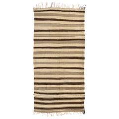 Vintage Berber Moroccan Modern Striped Kilim Rug, Retro Fall Bayadere Stripes
