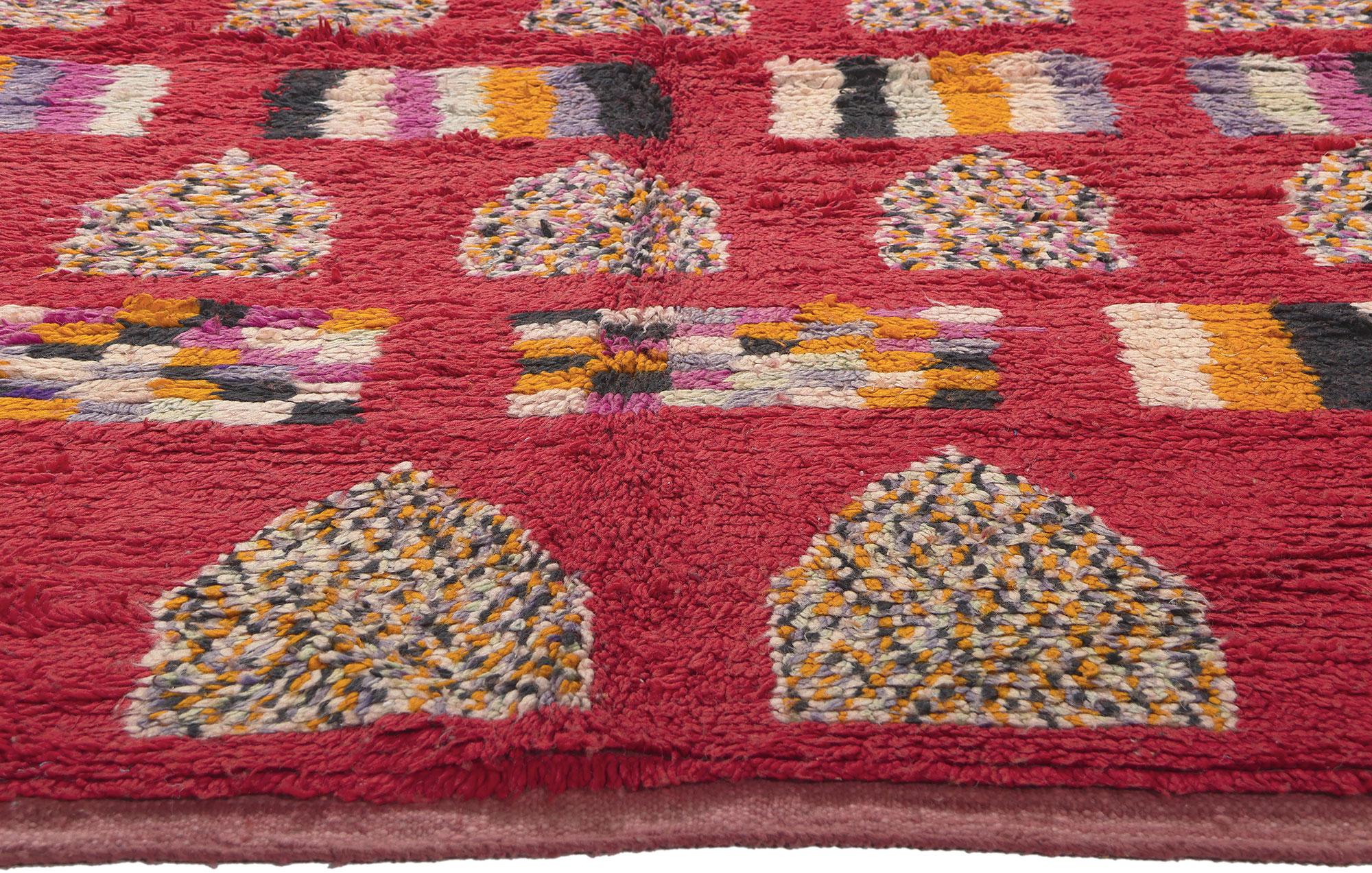 Hand-Knotted Vintage Rehamna Moroccan Rug, Nomadic Charm Meets Abstract Expressionism For Sale