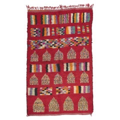 Marokkanischer Rehamna-Teppich im Vintage-Stil, Nomaden-Charm auf abstraktem Expressionismus trifft