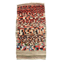 Tapis berbère marocain vintage Rehamna de style tribal post-moderne