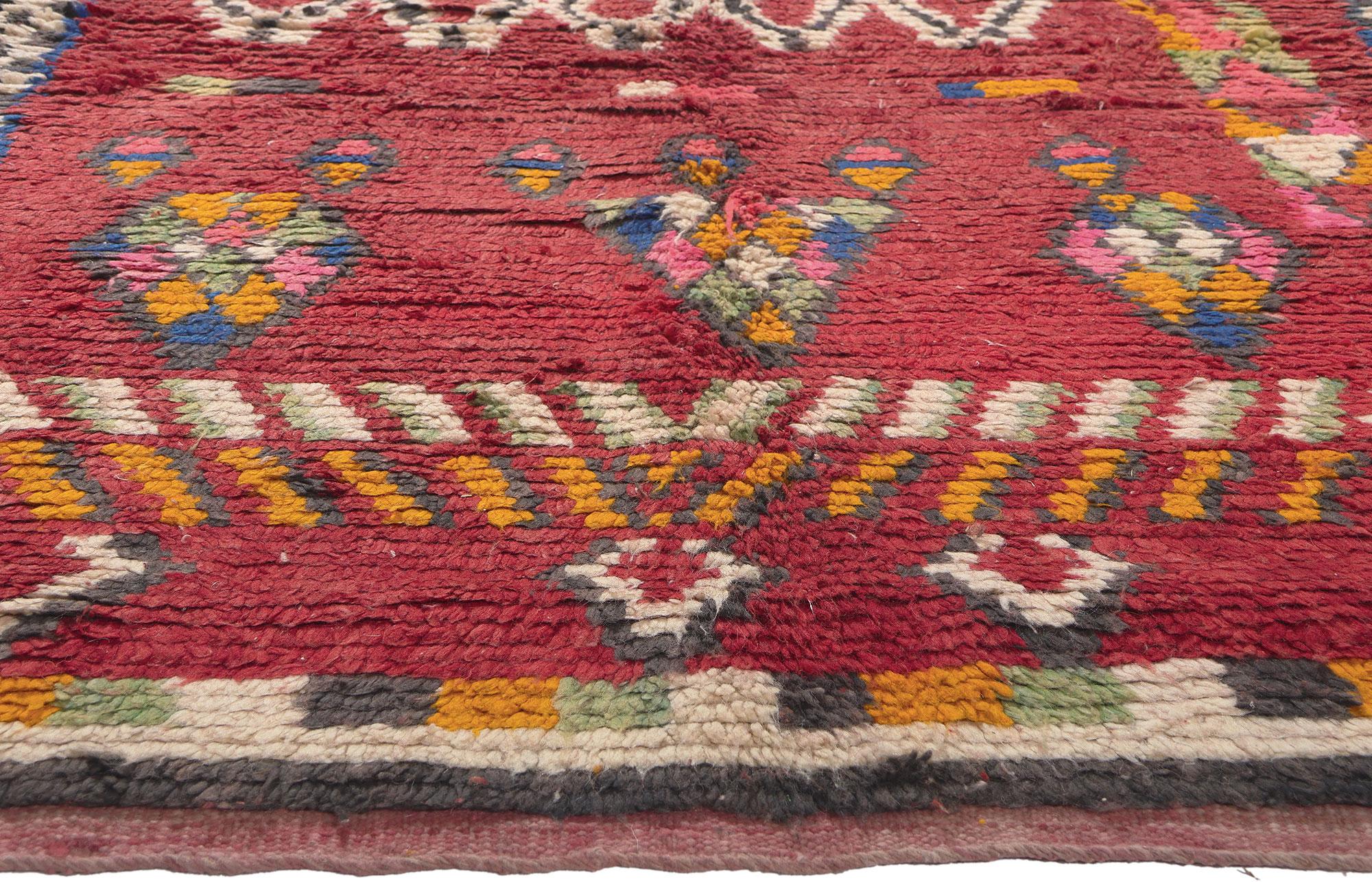 Vintage Rehamna Moroccan Rug, Maximalist Style Meets Tribal Enchantment In Good Condition For Sale In Dallas, TX