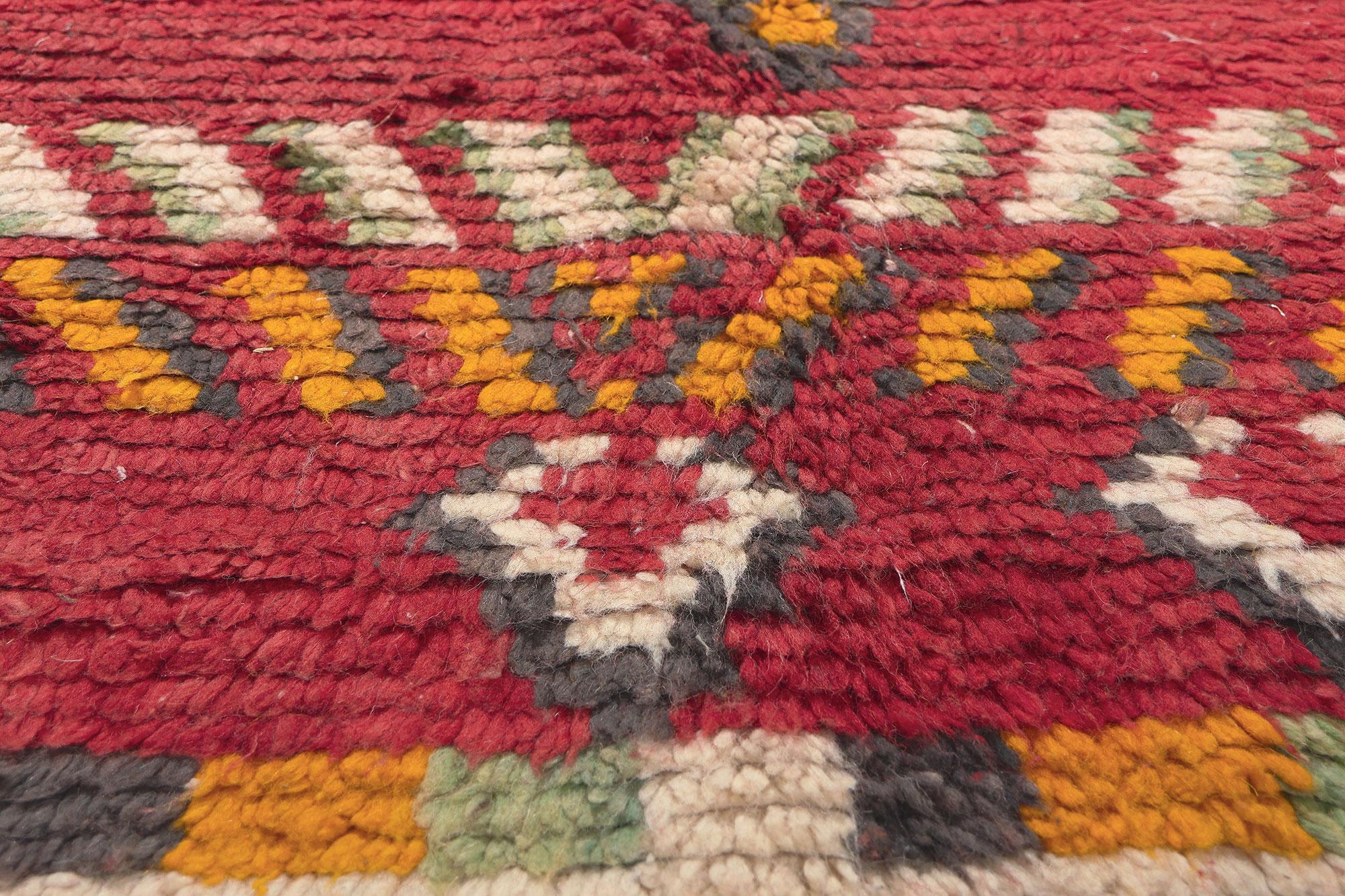20th Century Vintage Rehamna Moroccan Rug, Maximalist Style Meets Tribal Enchantment For Sale
