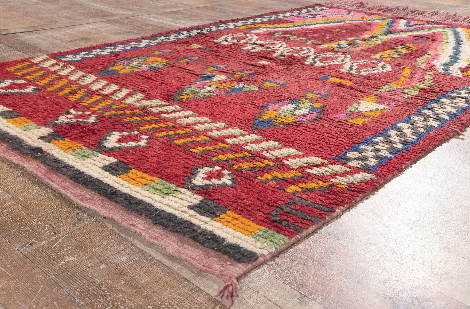 Vintage Rehamna Moroccan Rug, Maximalist Style Meets Tribal Enchantment For Sale 1