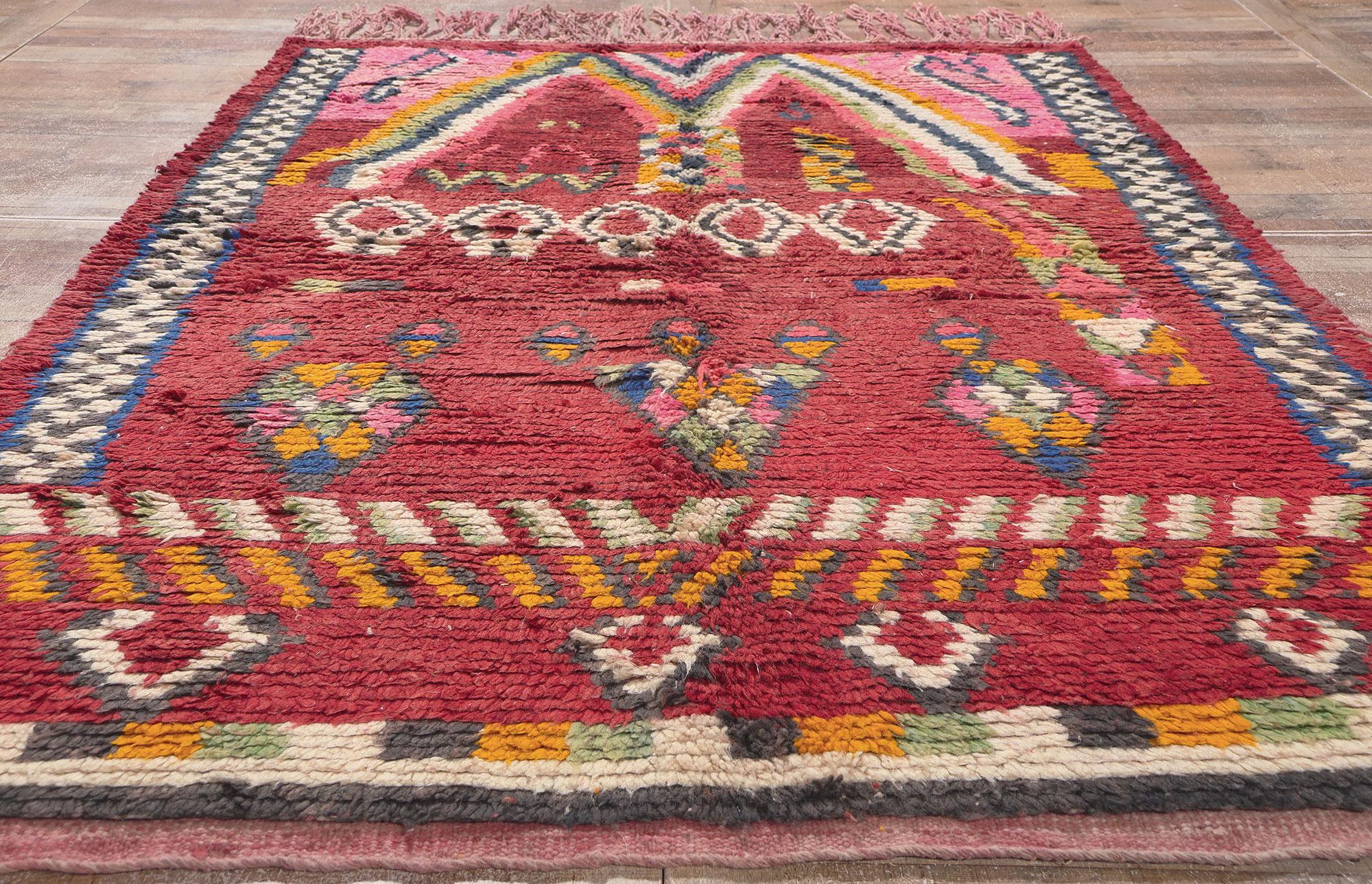 Vintage Rehamna Moroccan Rug, Maximalist Style Meets Tribal Enchantment For Sale 2