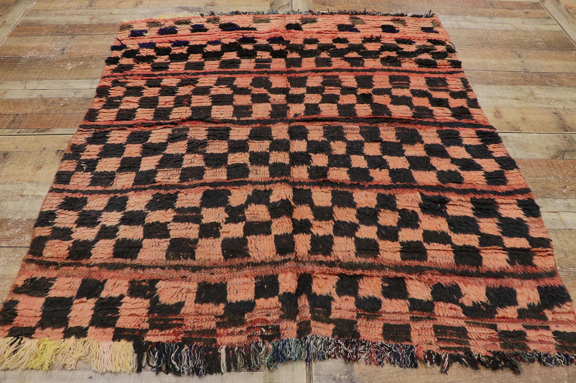 Wool Vintage Berber Moroccan Rug, Boujad Saddlebag with Bauhaus Style For Sale