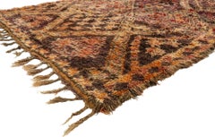 Vintage Berber Moroccan Rug, Brown Zayane Carpet with Mid-Century Modern Style