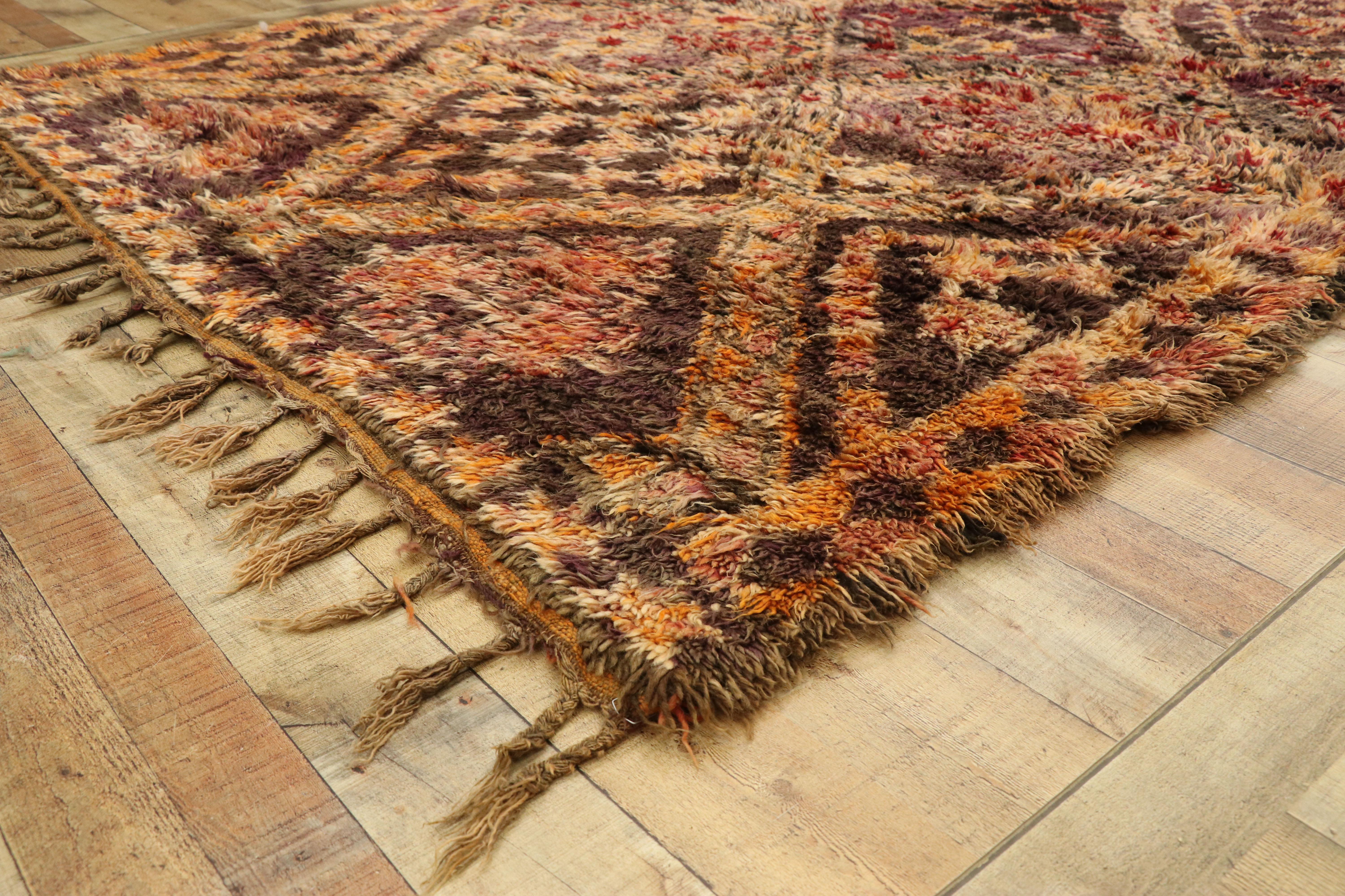 20th Century Vintage Berber Moroccan Rug, Brown Zayane Carpet with Mid-Century Modern Style