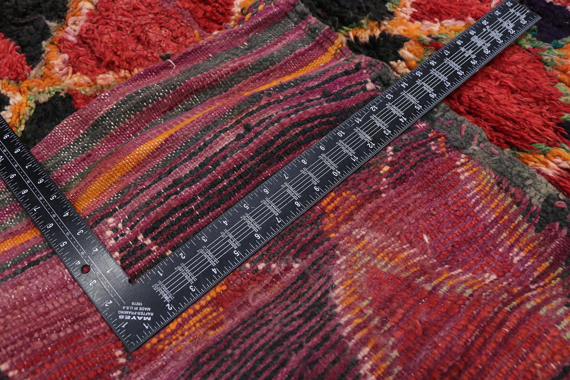 Vintage Berber Moroccan Rug, Colorfully Curated Meets Boho Chic In Good Condition For Sale In Dallas, TX