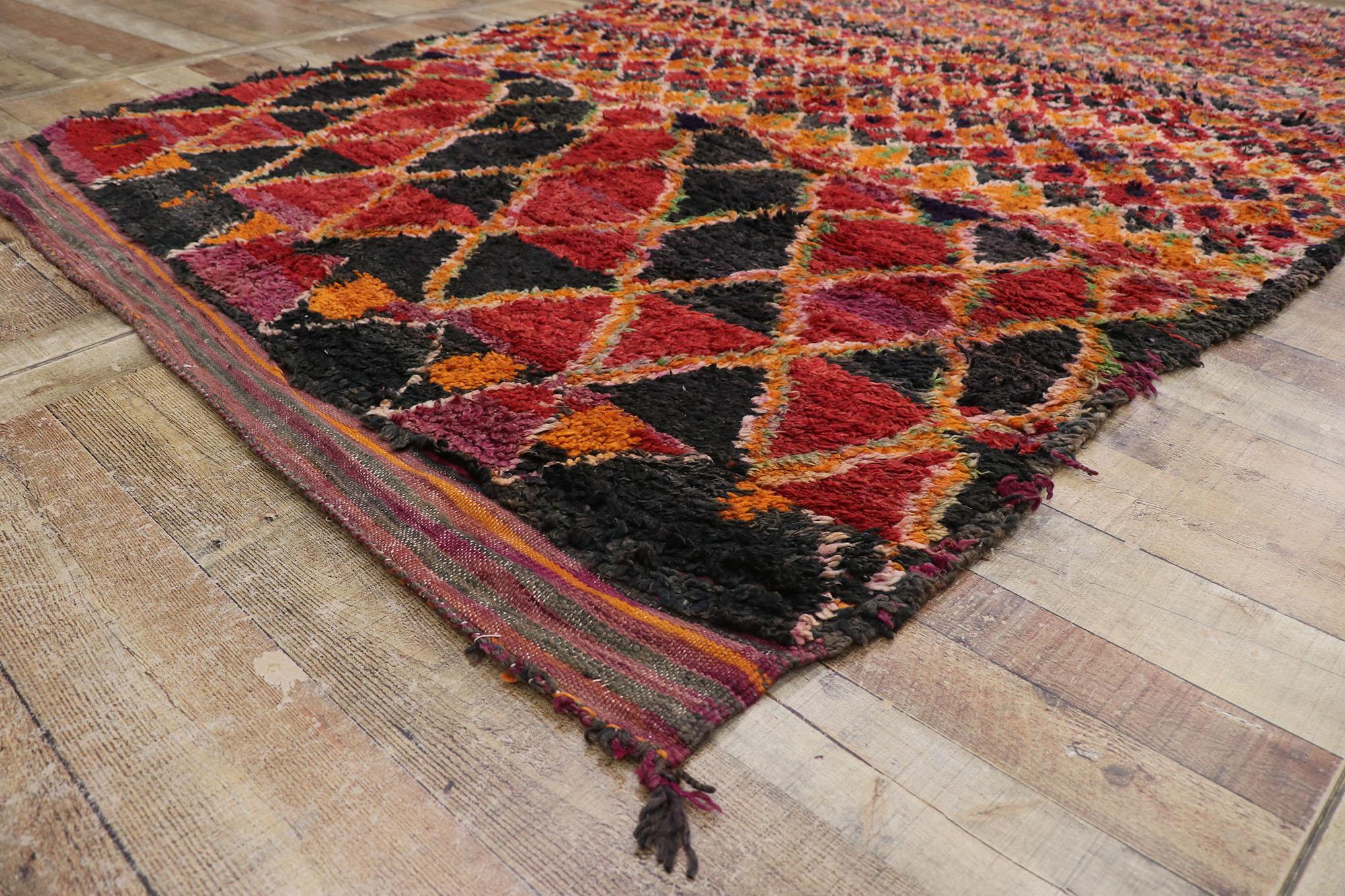 20th Century Vintage Berber Moroccan Rug, Colorfully Curated Meets Boho Chic For Sale