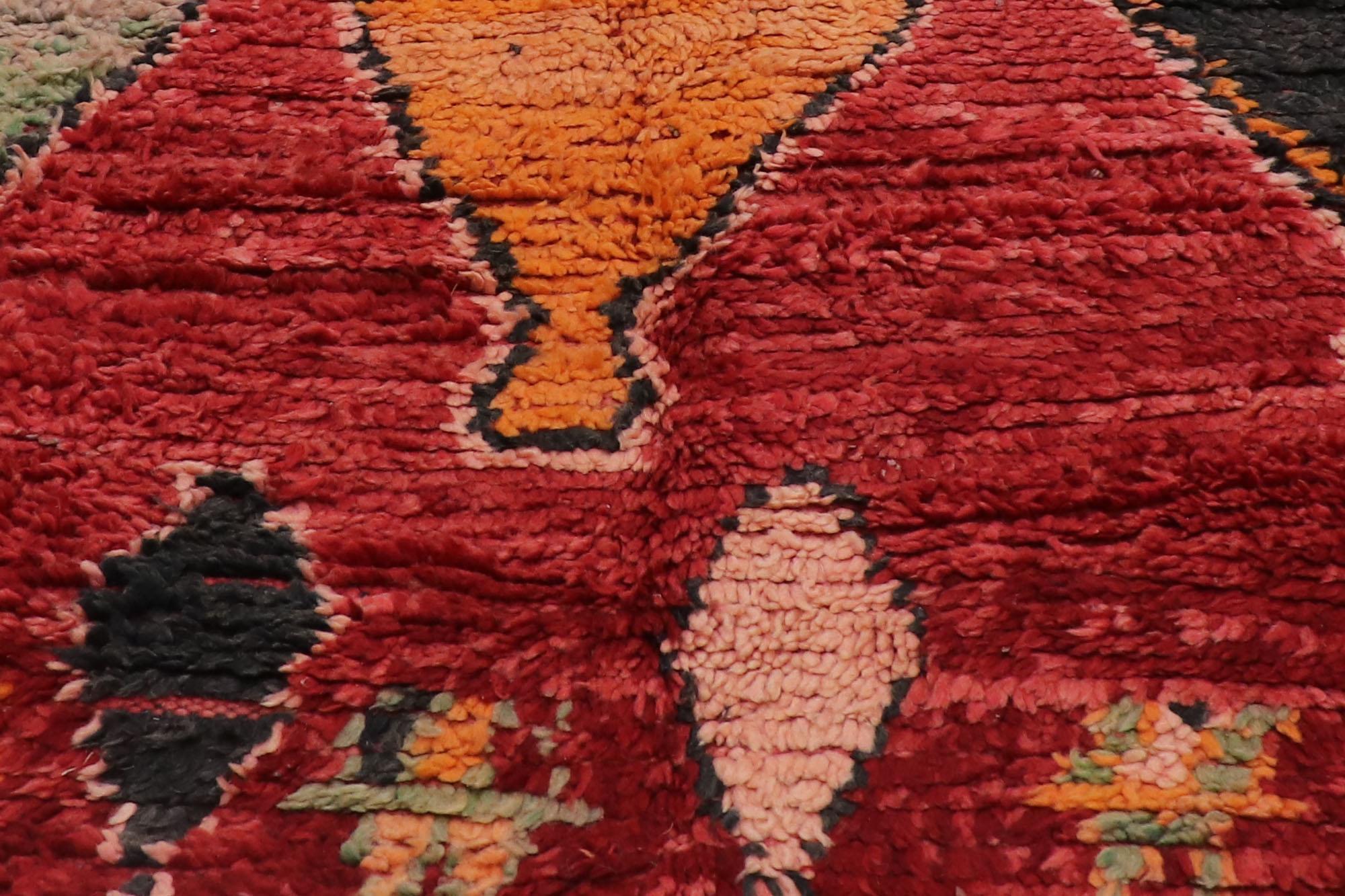 Vintage Berber Moroccan Rug, Cozy Nomad Meets Maximalist Style In Good Condition For Sale In Dallas, TX