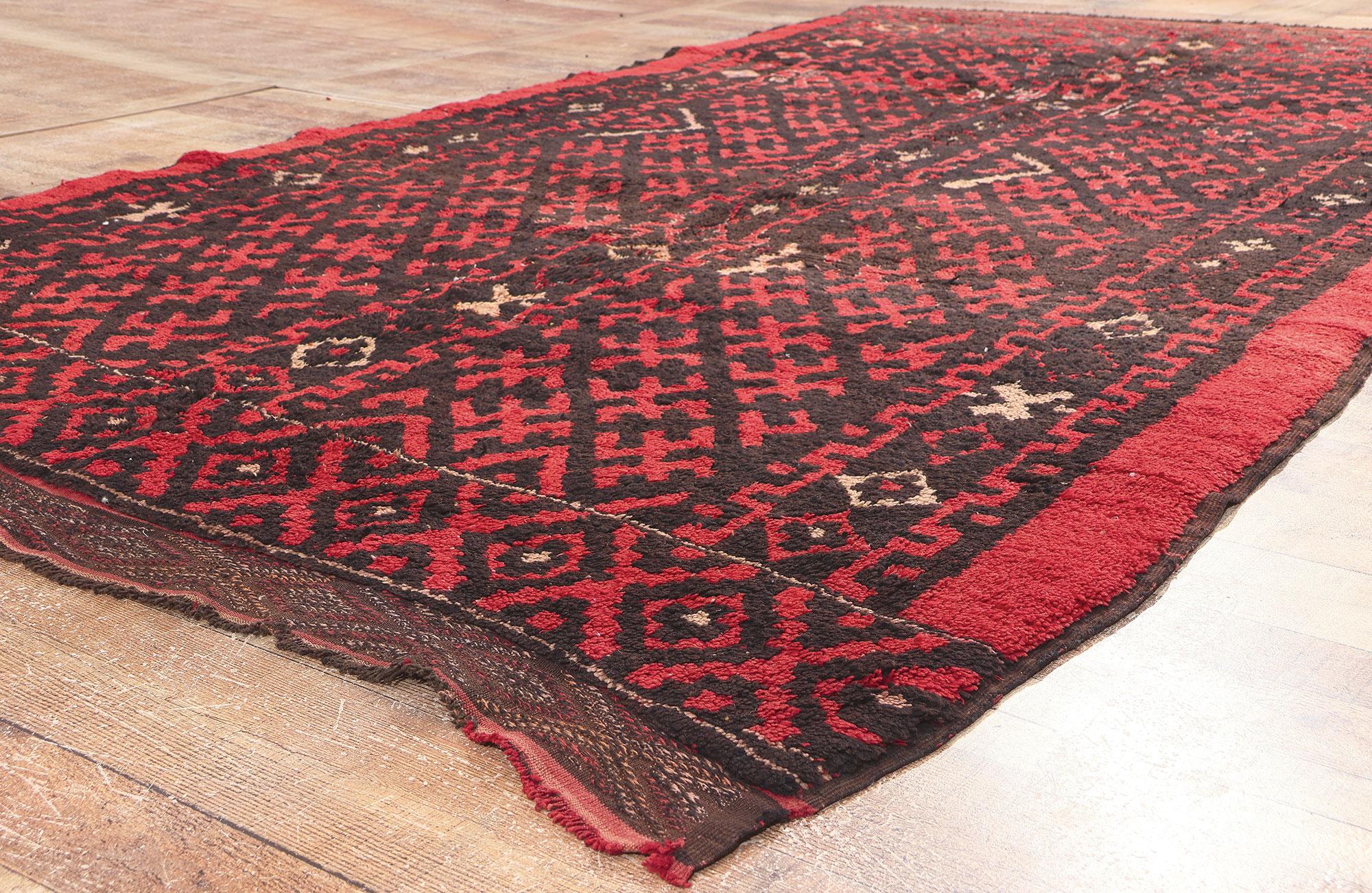 Wool Vintage Taznakht Moroccan Rug, Cozy Nomad Meets Pacific Northwest Style For Sale