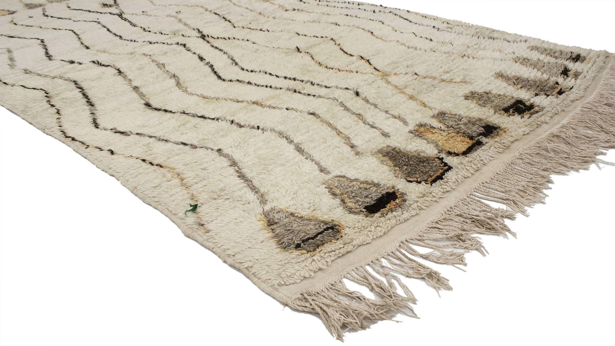 Tribal Vintage Berber Moroccan Rug, Neutral Color Moroccan Rug