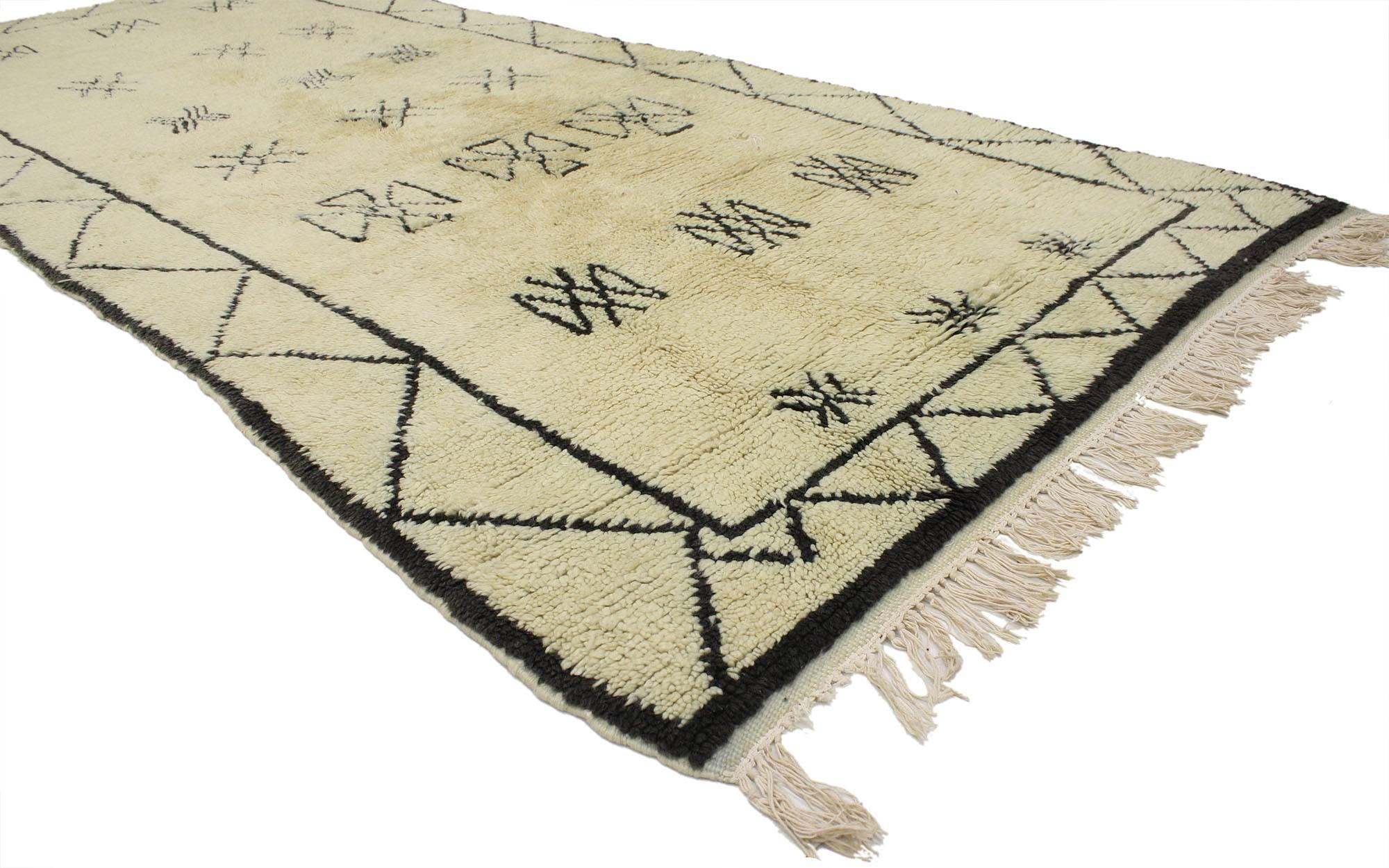 Hand-Knotted Vintage Berber Moroccan Rug with Minimalist Tribal Style