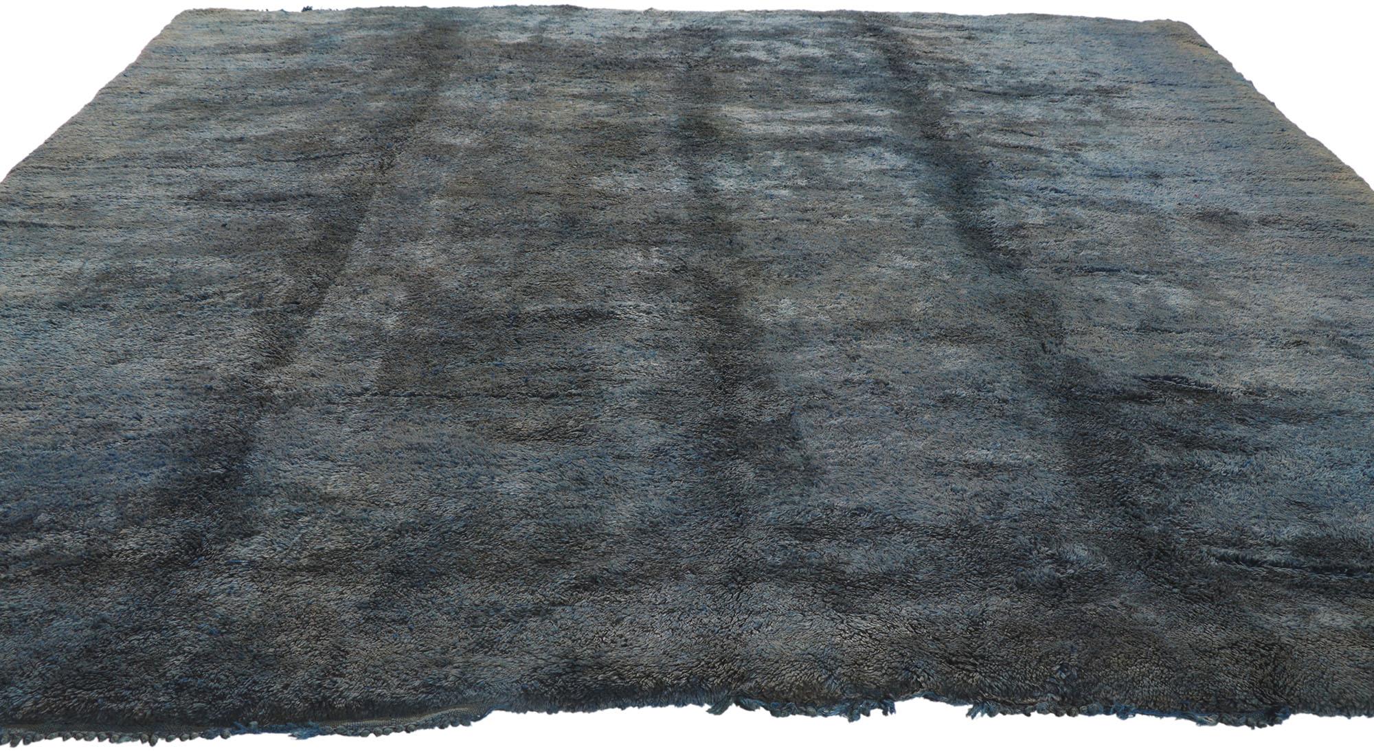 Expressionist Vintage Berber Moroccan Rug, Curated and Cozy Meets Dark and Moody