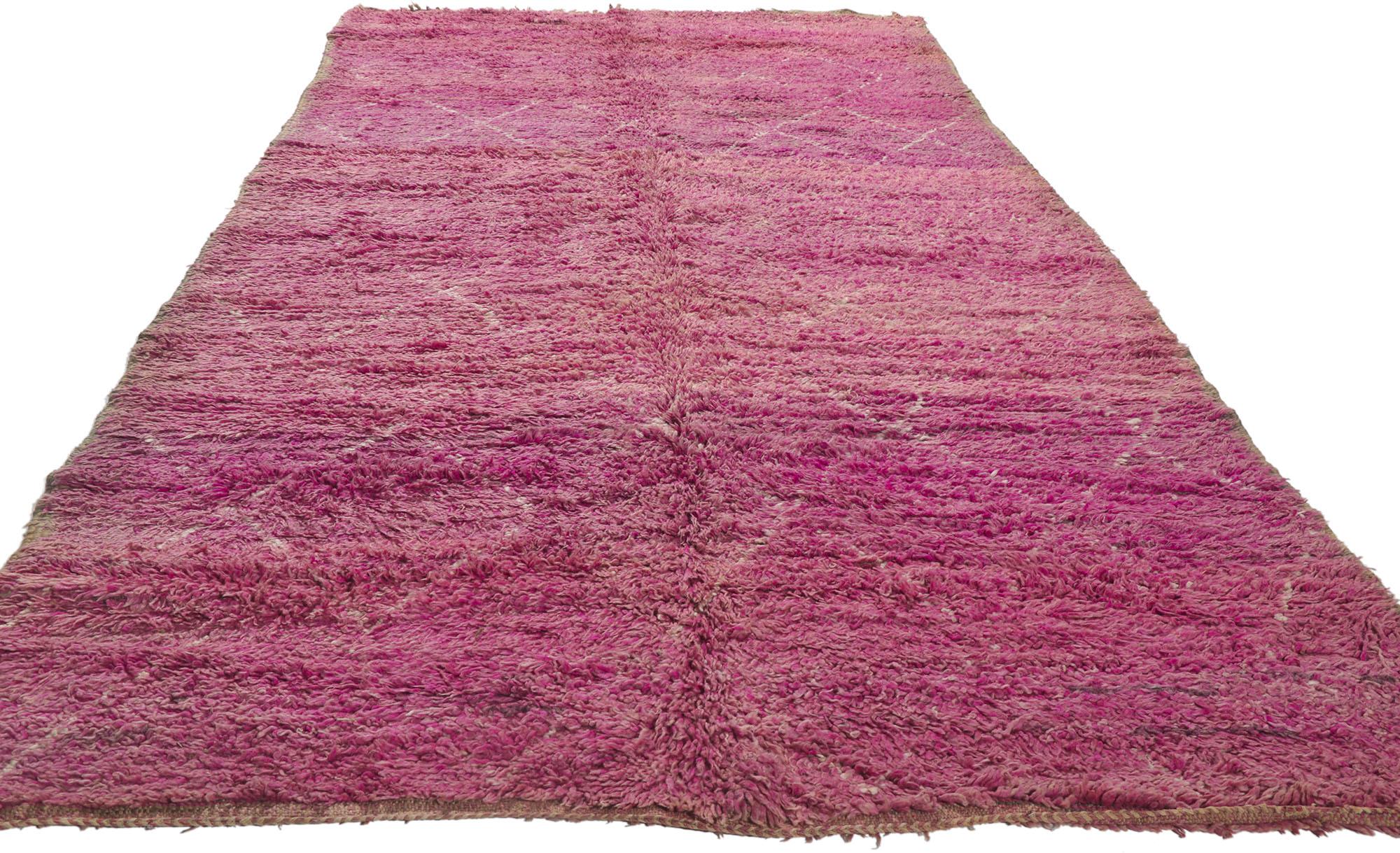 Bohemian Vintage Berber Moroccan Rug, Nomadic Charm Meets Boho Chic Style For Sale