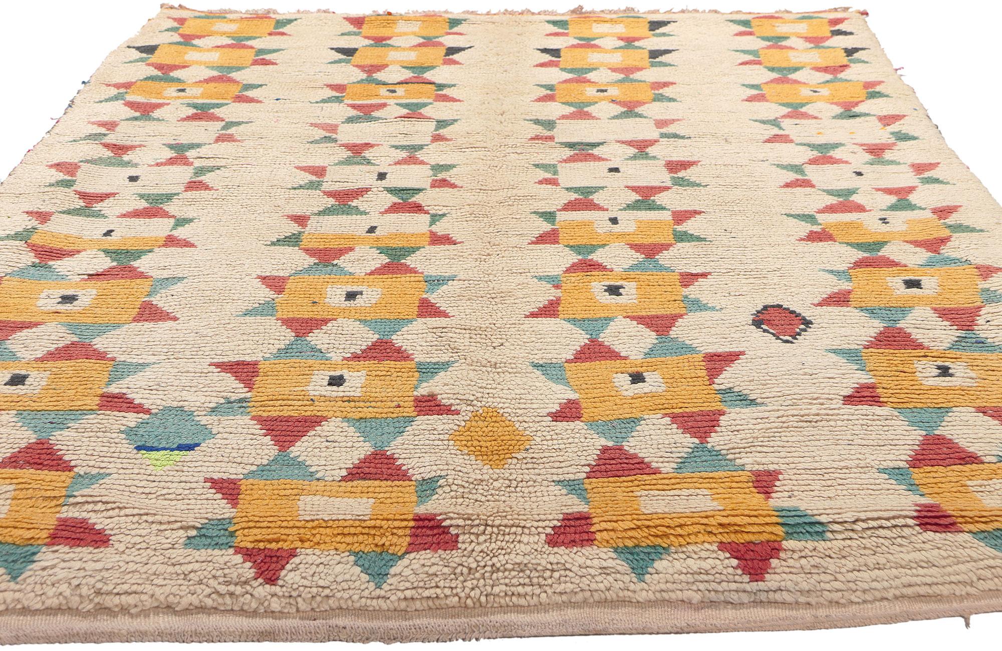 Hand-Knotted Vintage Moroccan Azilal Rug, Bohemian Allure Meets Tribal Enchantment For Sale