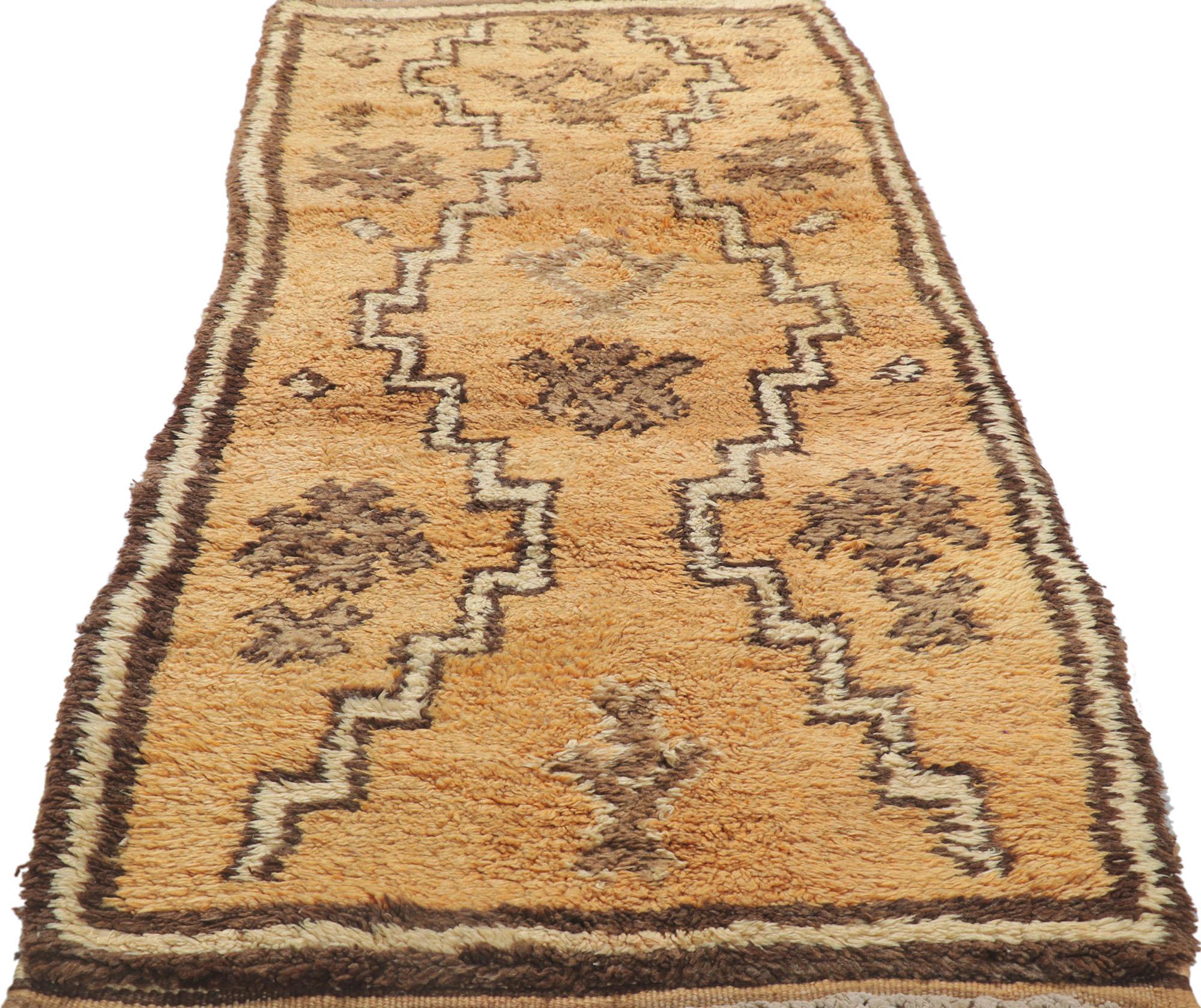 Hand-Knotted Vintage Berber Moroccan Rug, Organic Modern Collides with Nomadic Charm
