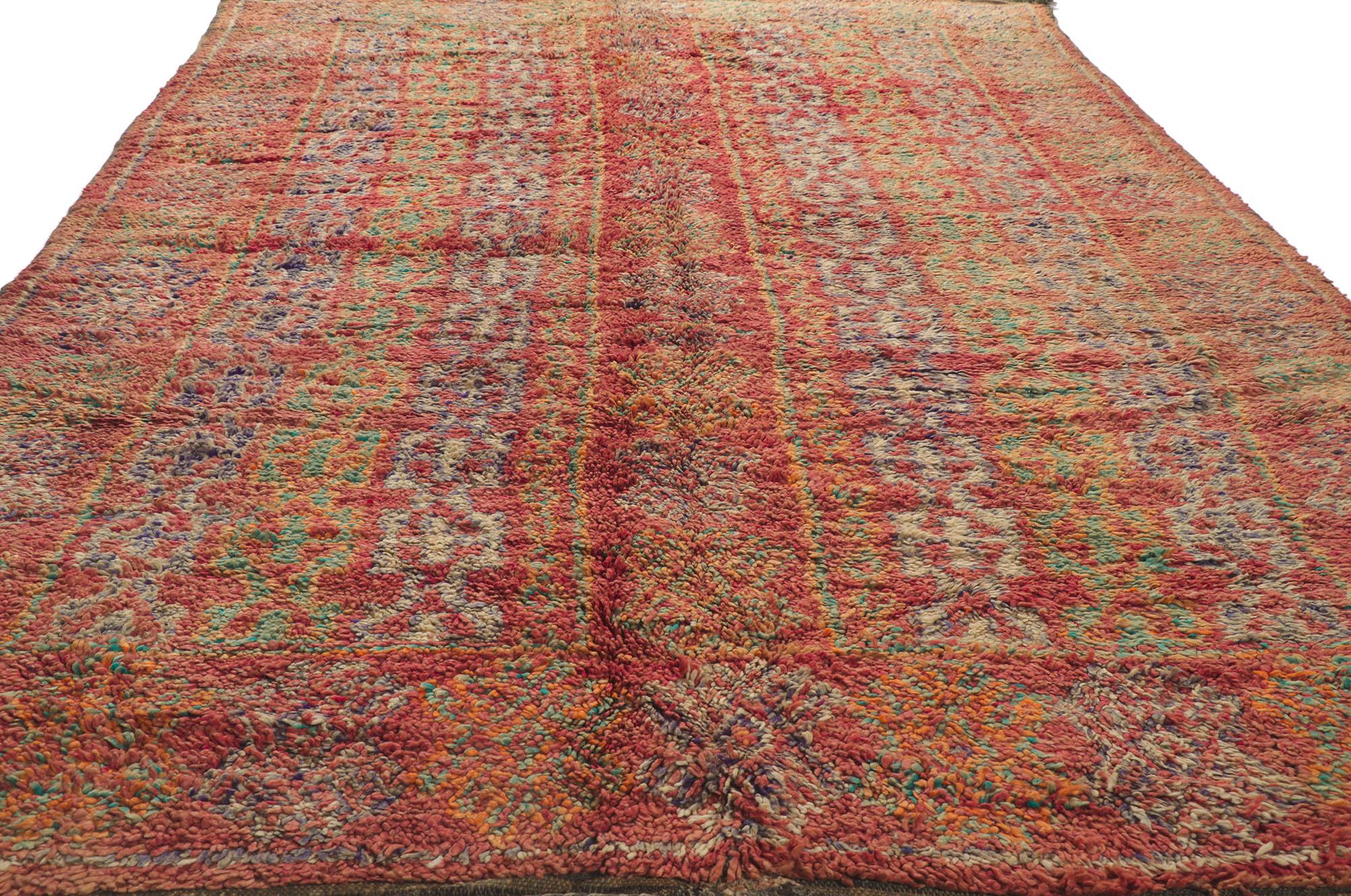 Hand-Knotted Vintage Berber Moroccan Rug, Nomadic Charm Meets Southwest Style For Sale