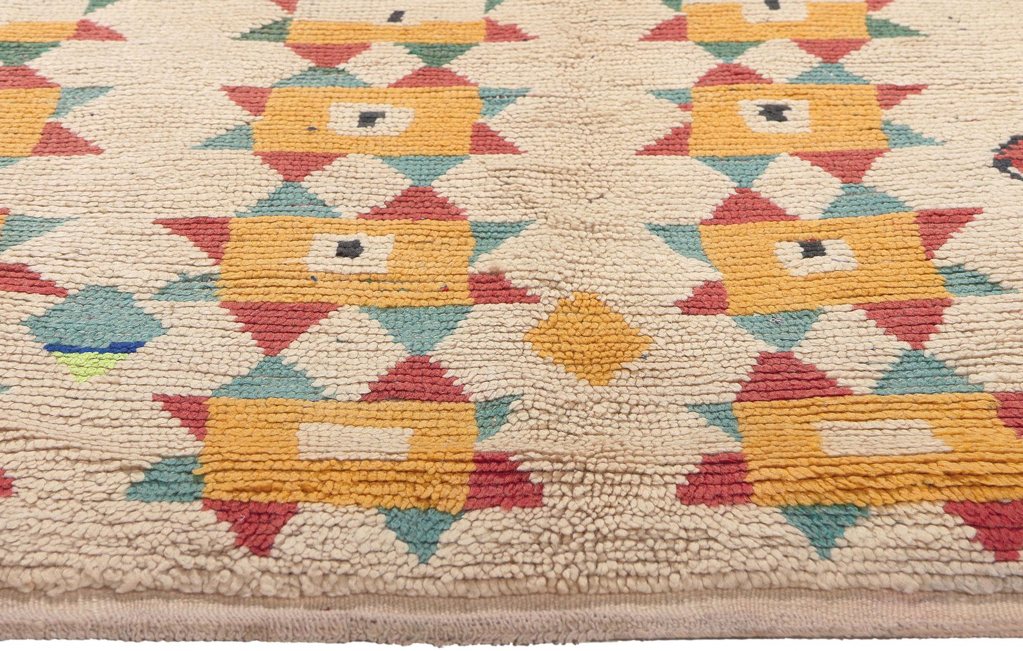 Vintage Moroccan Azilal Rug, Bohemian Allure Meets Tribal Enchantment In Good Condition For Sale In Dallas, TX