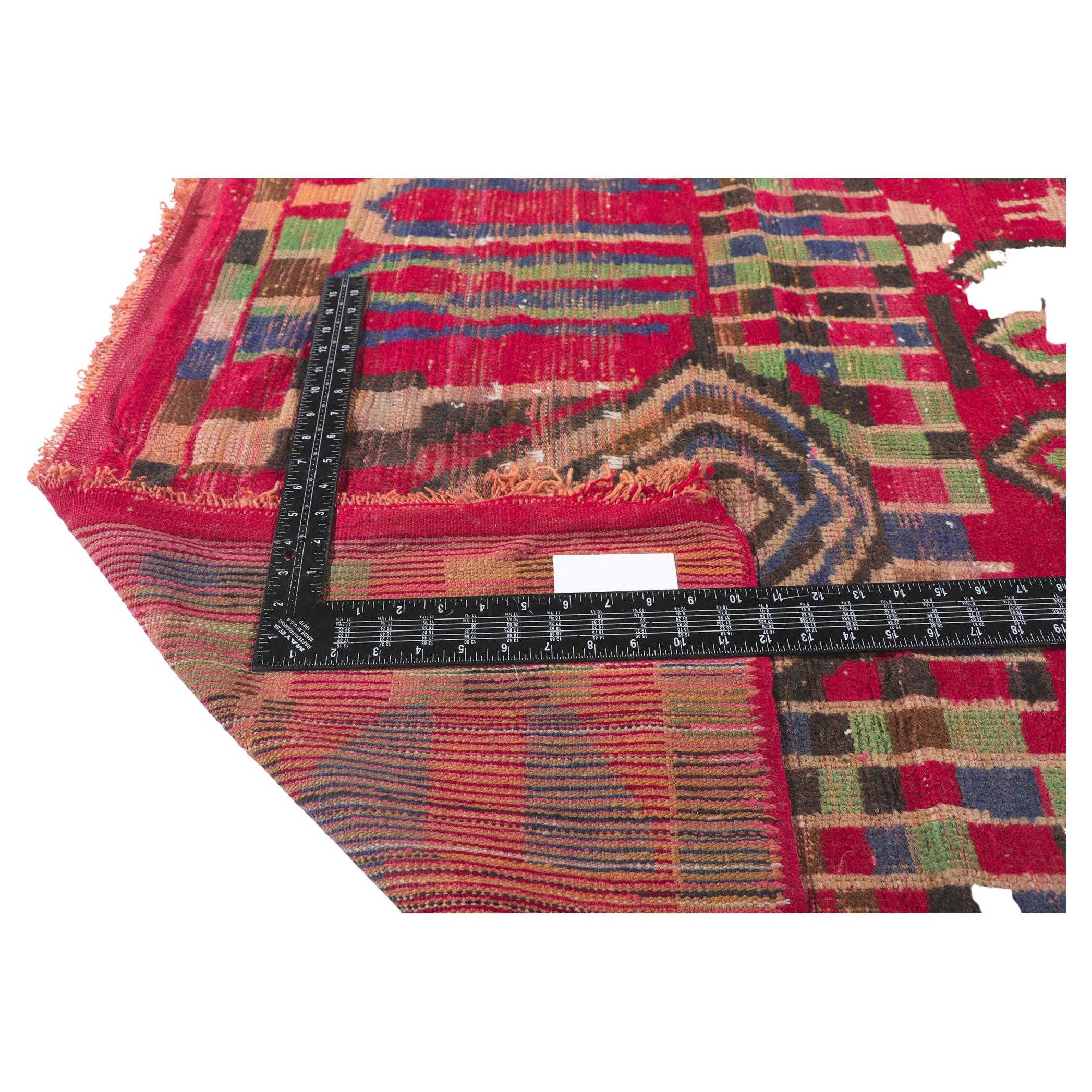 Alfombra Vintage Bereber Marroquí con Diseño de Bloques de Color en Bueno estado para la venta en Dallas, TX
