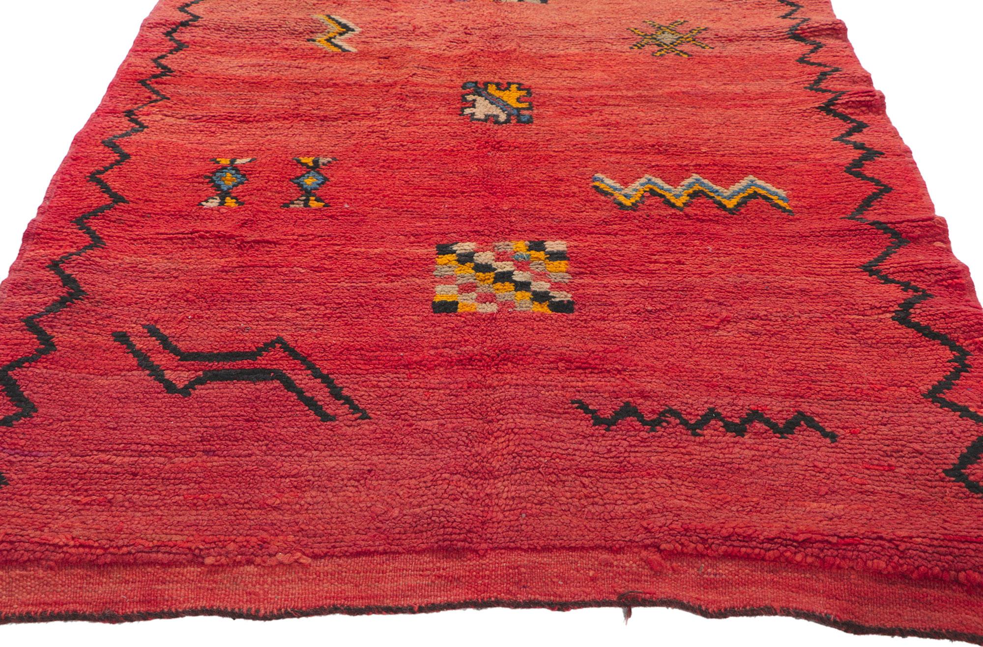 Vintage Red Boujad Moroccan Rug by Berber Tribes of Morocco In Good Condition For Sale In Dallas, TX