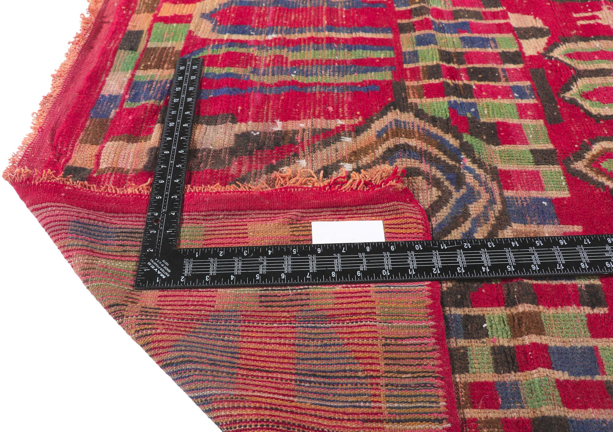 20th Century Vintage Berber Moroccan Rug with Color Block Design For Sale