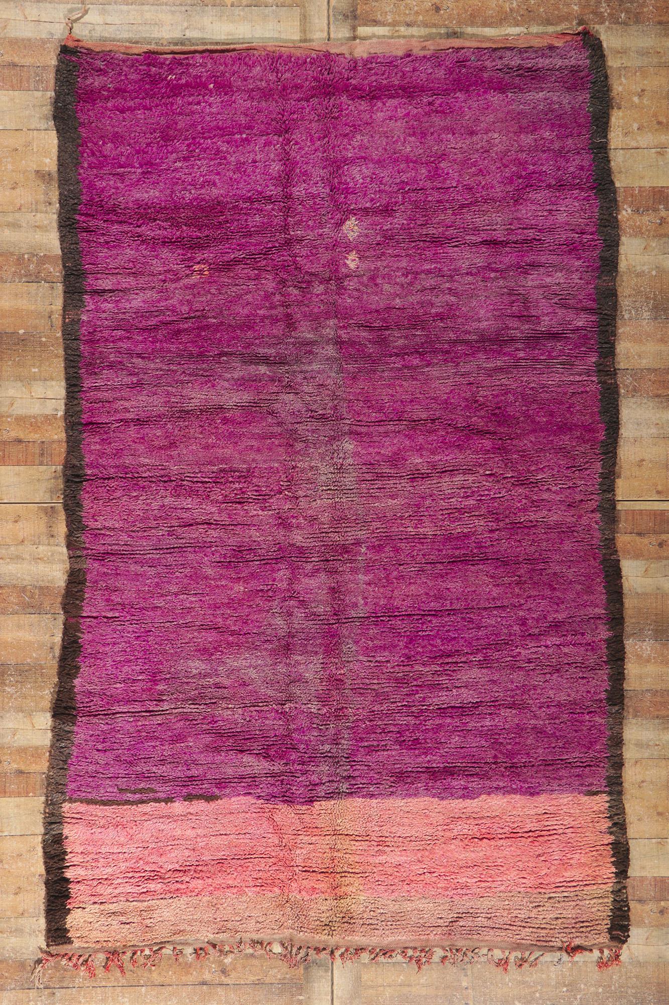 20th Century Vintage Beni Mrirt Moroccan Rug, Nomadic Charm Meets Boho Chic Style For Sale