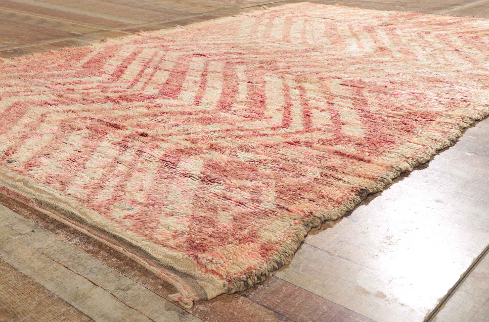 20th Century Vintage Berber Moroccan Rug, Nomadic Charm Meets Boho Chic Style For Sale