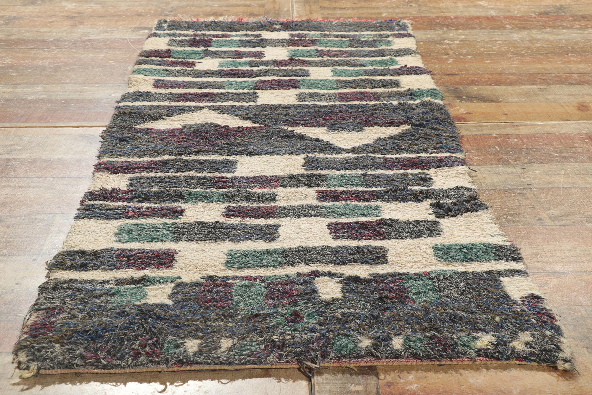 Wool Vintage Berber Moroccan Azilal Rug with Expressionist Style For Sale