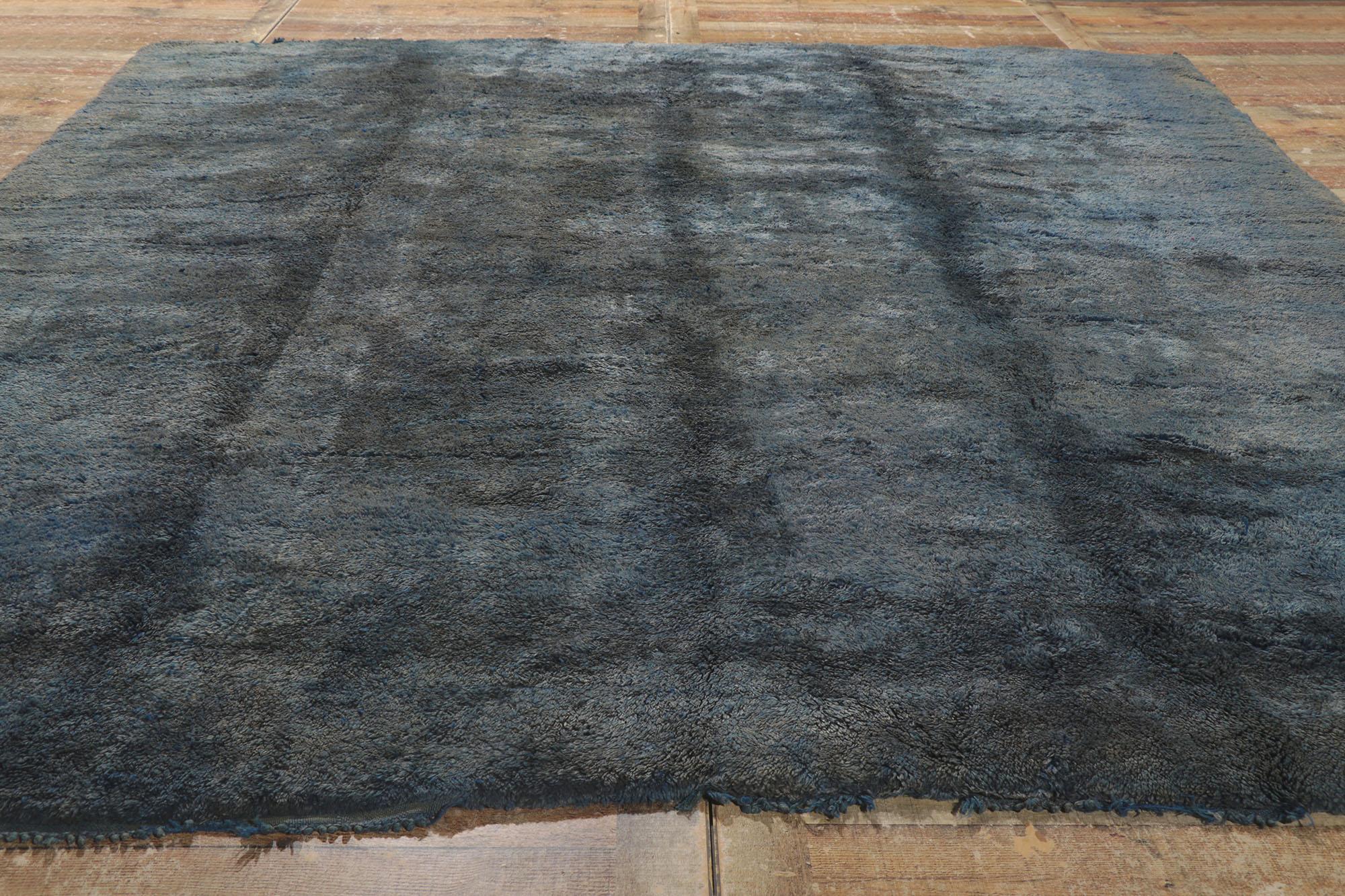 Wool Vintage Berber Moroccan Rug, Curated and Cozy Meets Dark and Moody