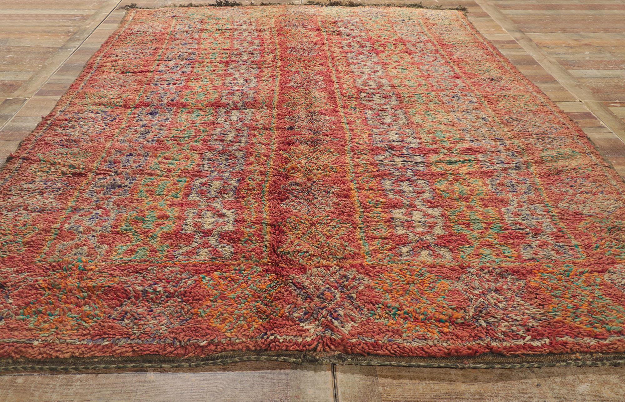 Wool Vintage Berber Moroccan Rug, Nomadic Charm Meets Southwest Style For Sale