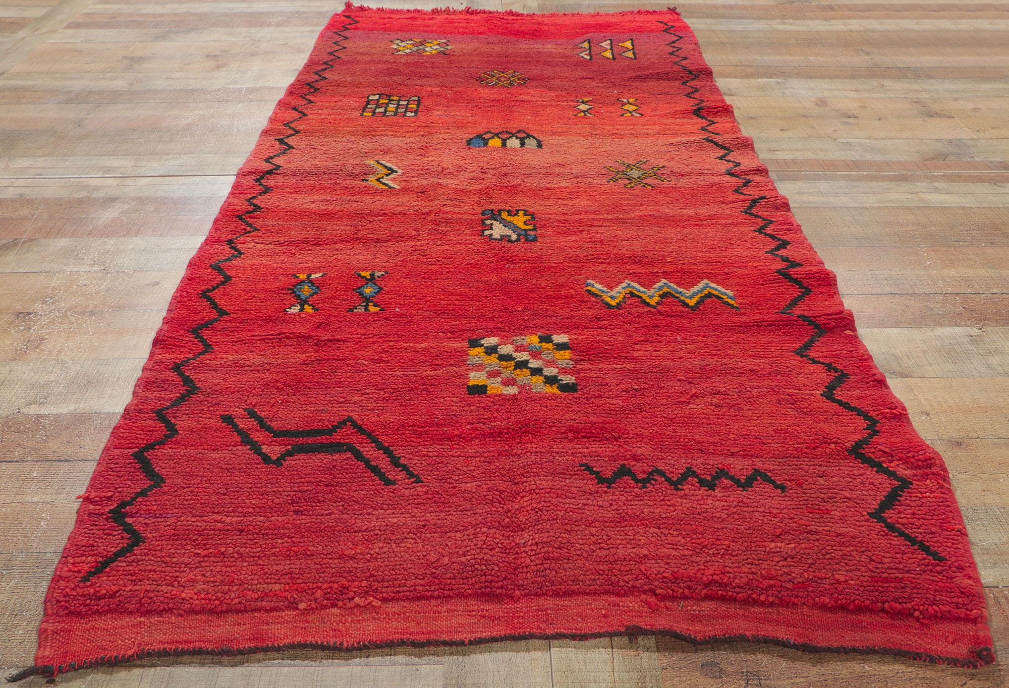 Wool Vintage Red Boujad Moroccan Rug by Berber Tribes of Morocco For Sale
