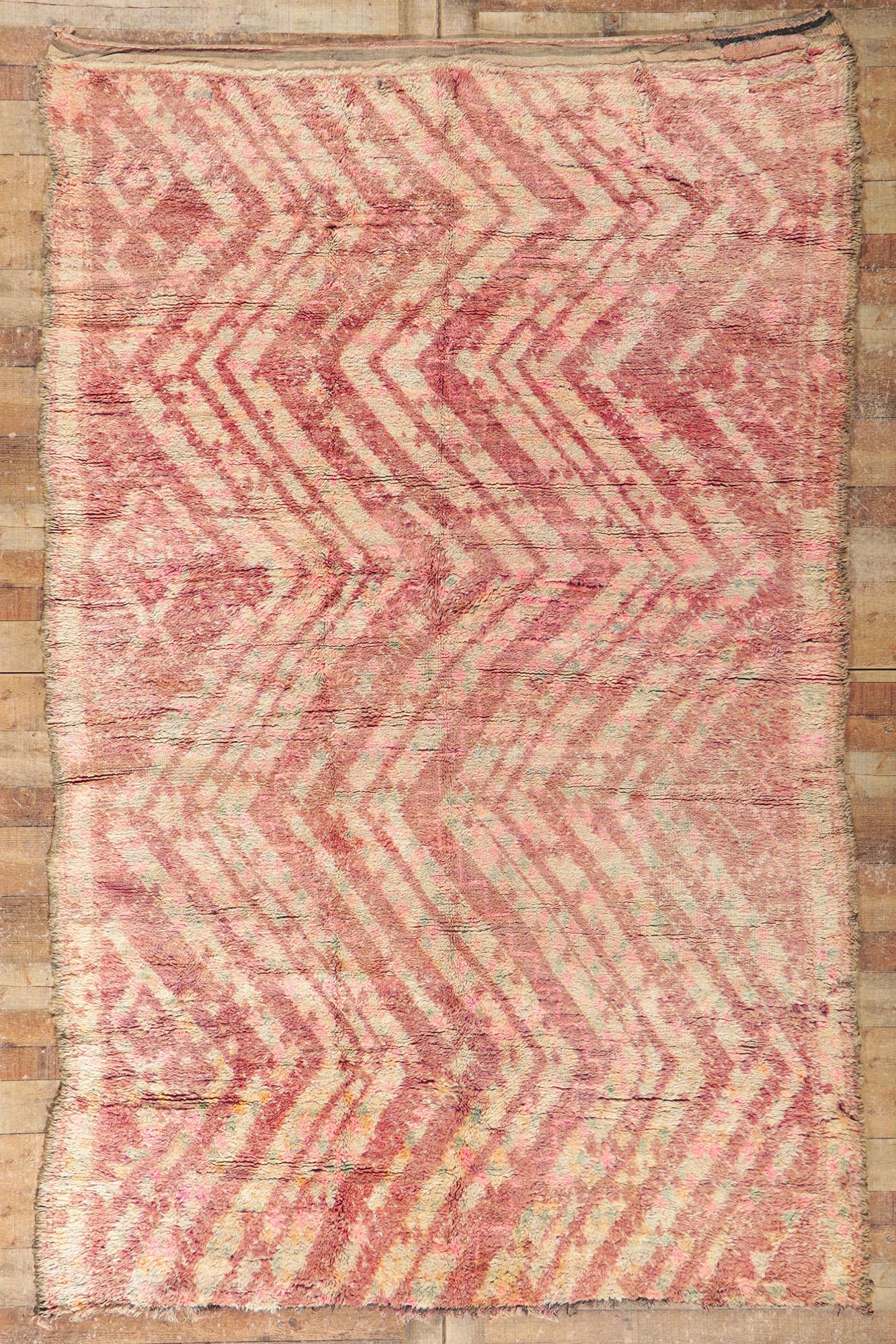 Vintage Berber Moroccan Rug, Nomadic Charm Meets Boho Chic Style For Sale 1