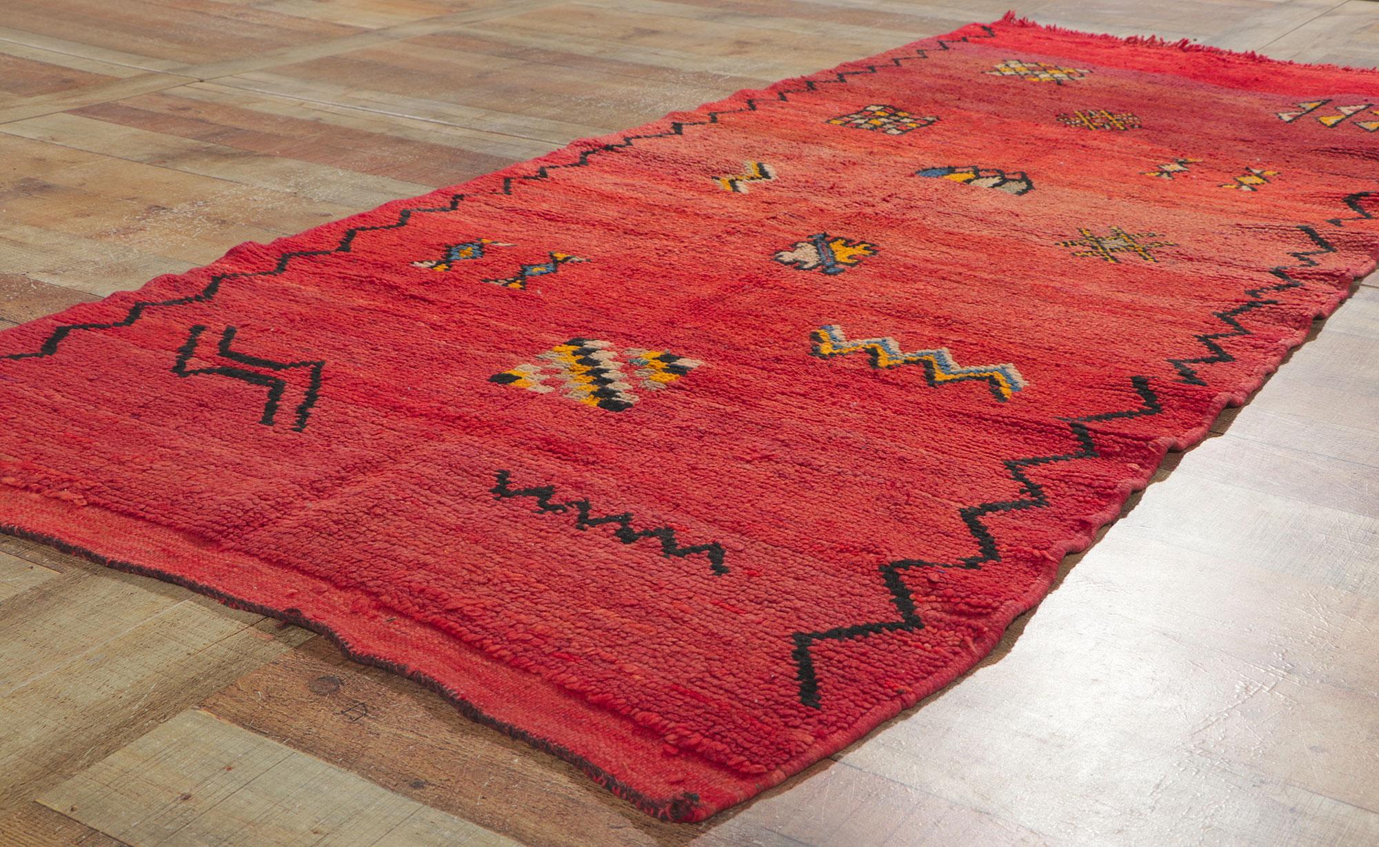 Vintage Red Boujad Moroccan Rug by Berber Tribes of Morocco For Sale 1