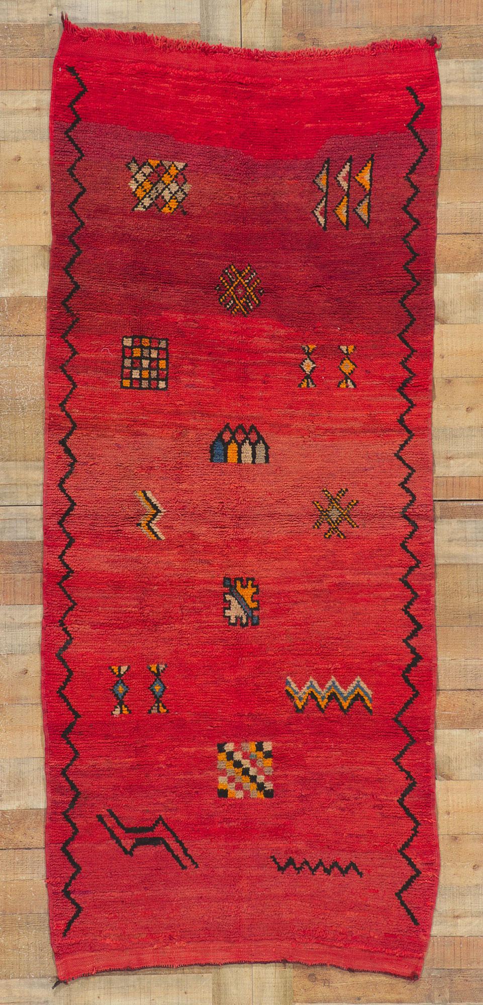 Vintage Red Boujad Moroccan Rug by Berber Tribes of Morocco For Sale 2