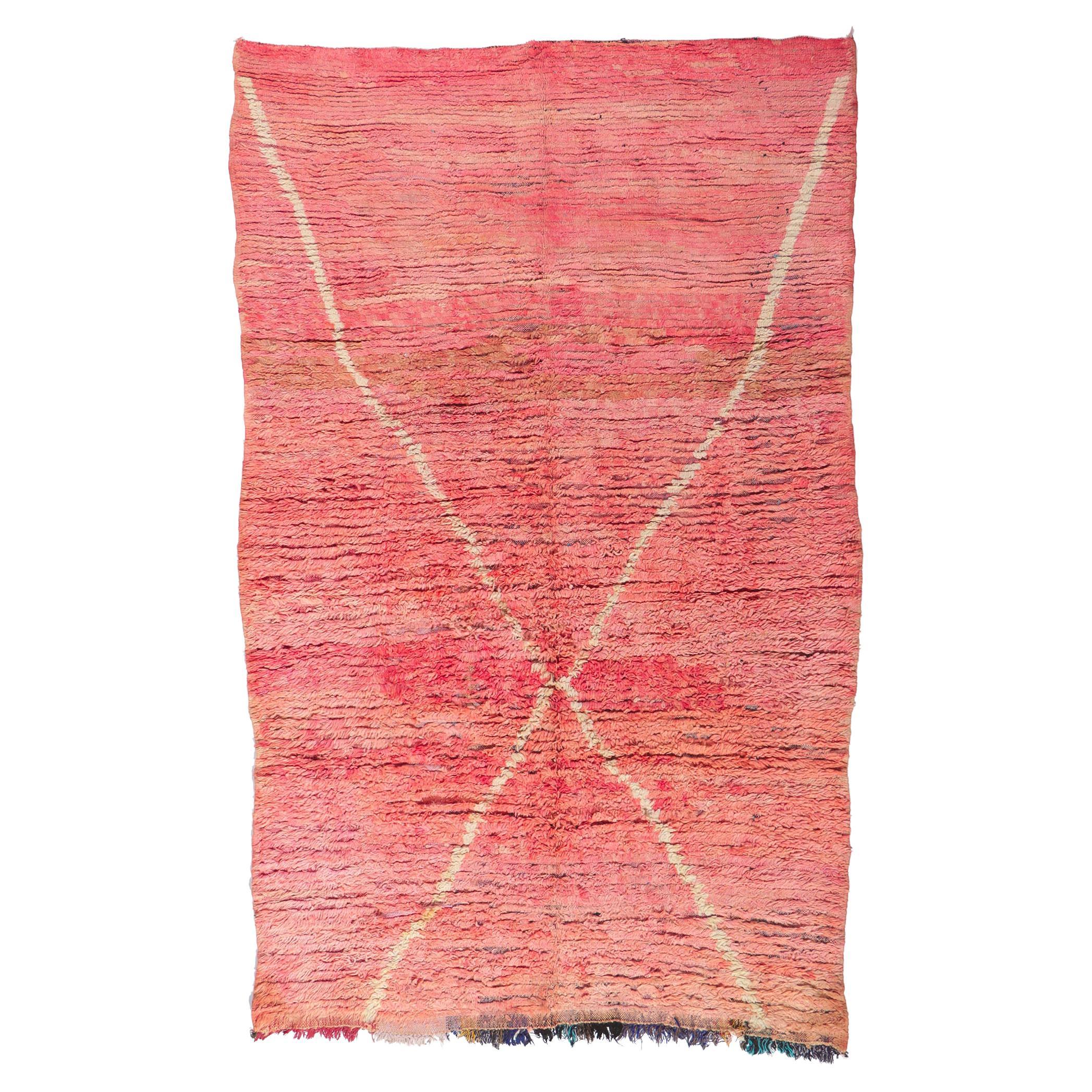 Vintage Boujad Moroccan Rug, Pretty in Pink Meets Boho Chic