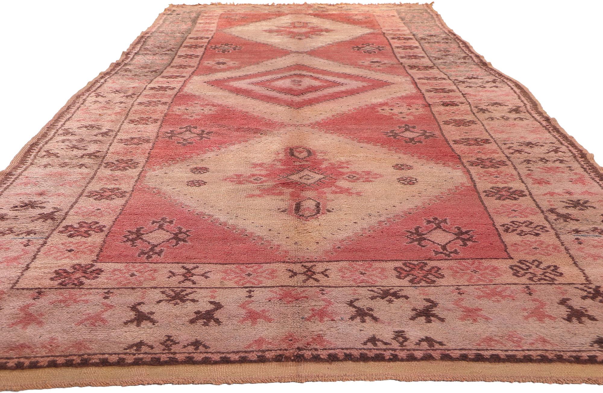 Mid-Century Modern Vintage Talsint Moroccan Rug, Boho Jungalow Meets Nomadic Charm For Sale