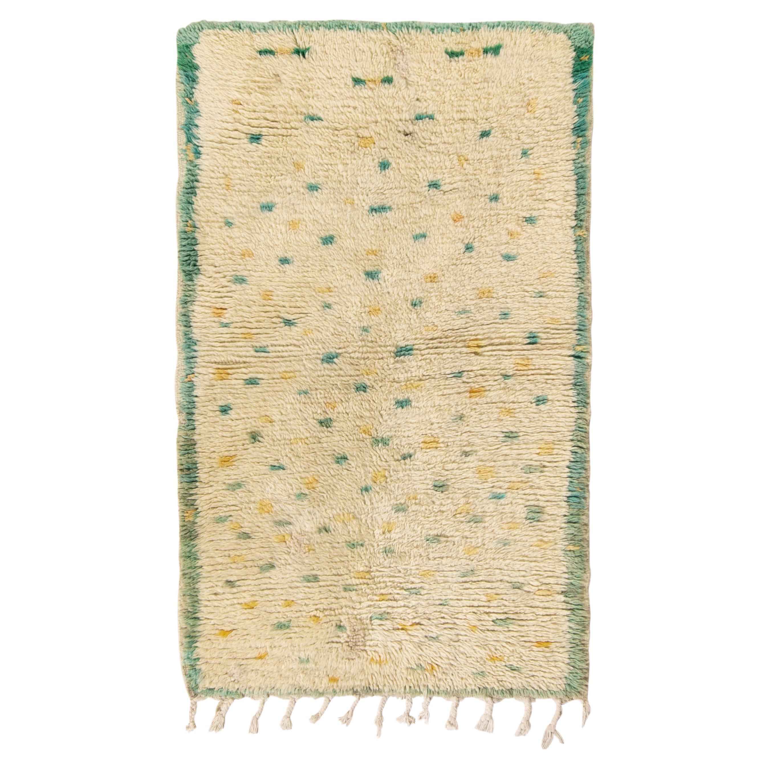 Vintage Berber Rug in Beige, Green and Yellow Geometric Pattern by Rug & Kilim