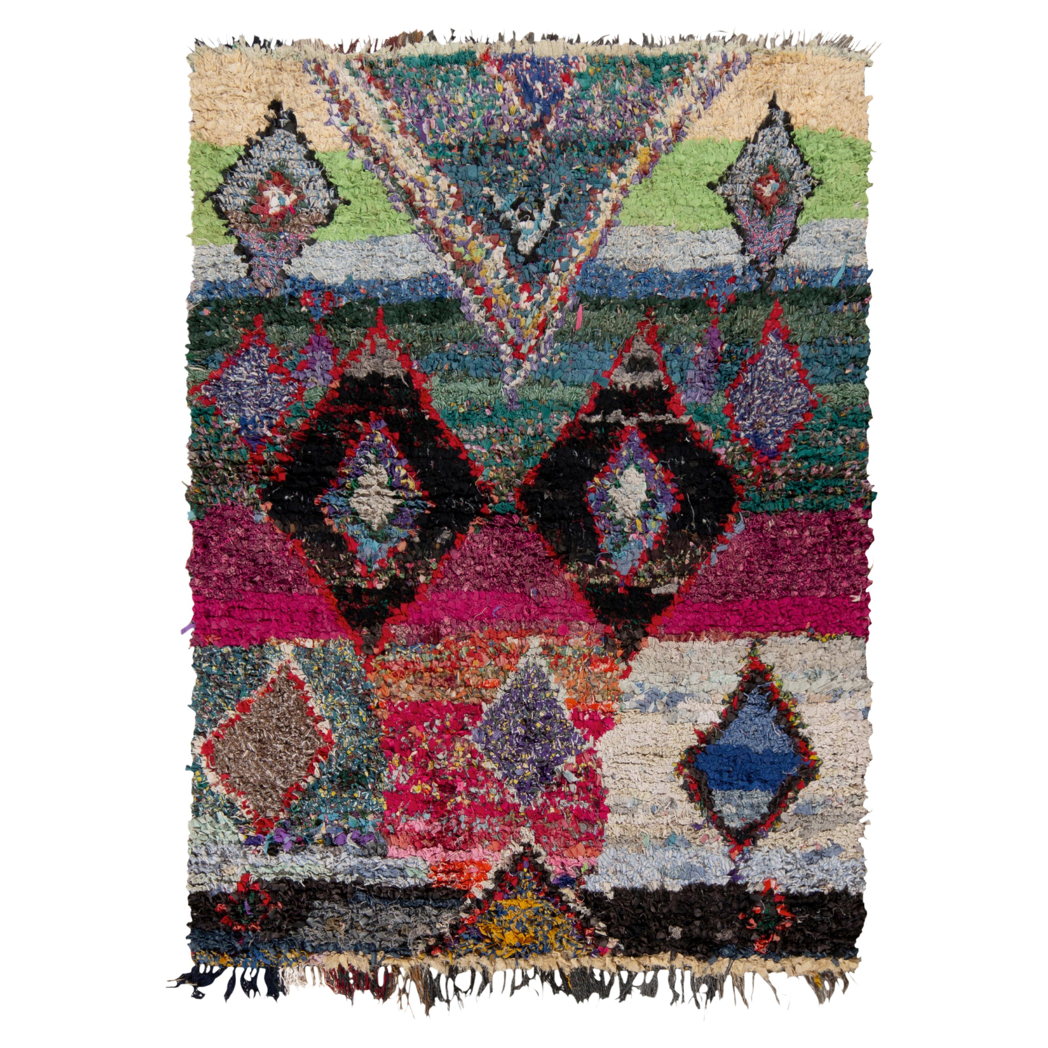 Vintage Berber Moroccan Rug in Multicolour Geometric Pattern by Rug & Kilim For Sale