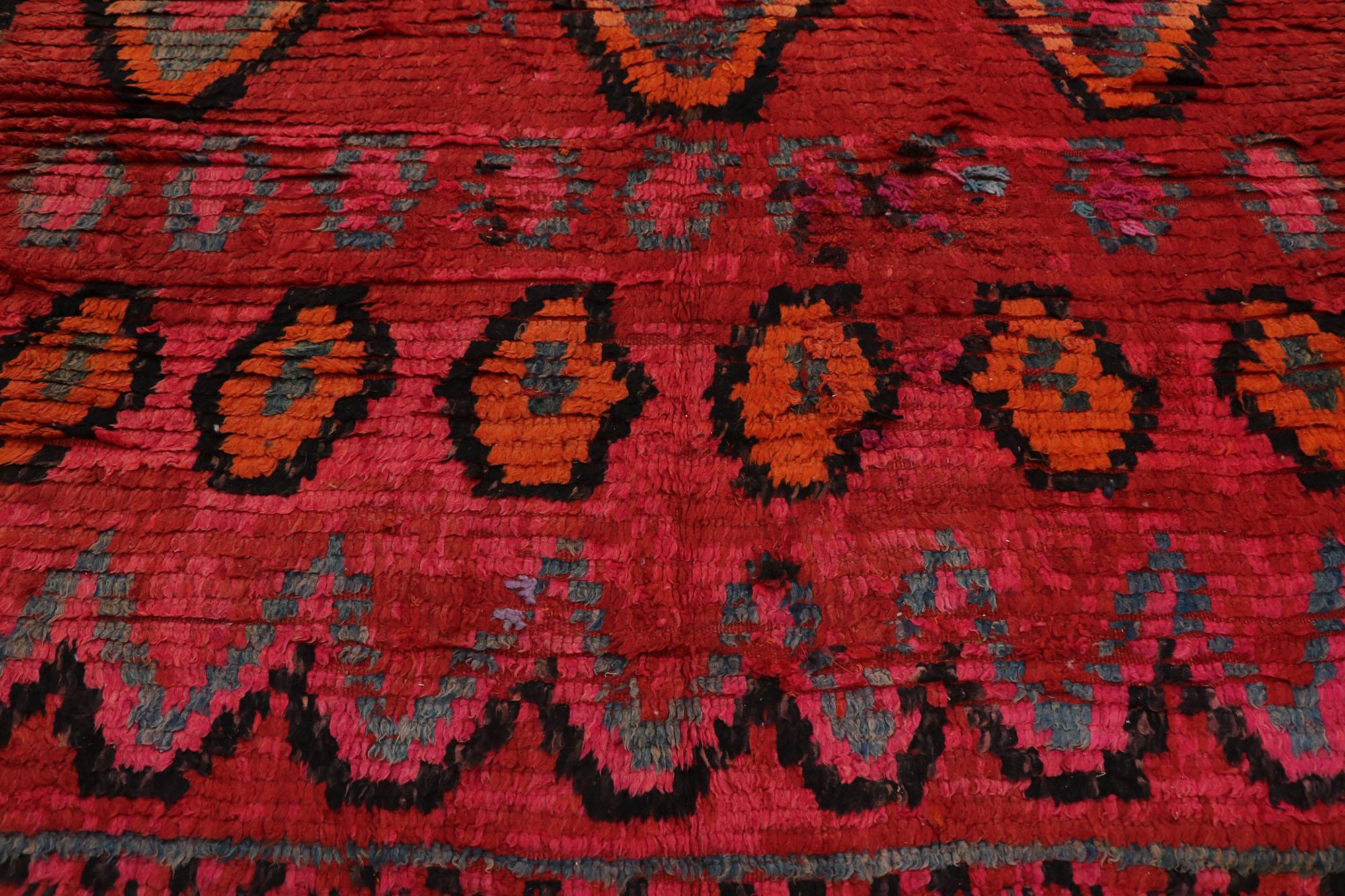 Vintage Berber Moroccan Rug, Maximalism Meets Bohemian Rhapsody In Good Condition For Sale In Dallas, TX