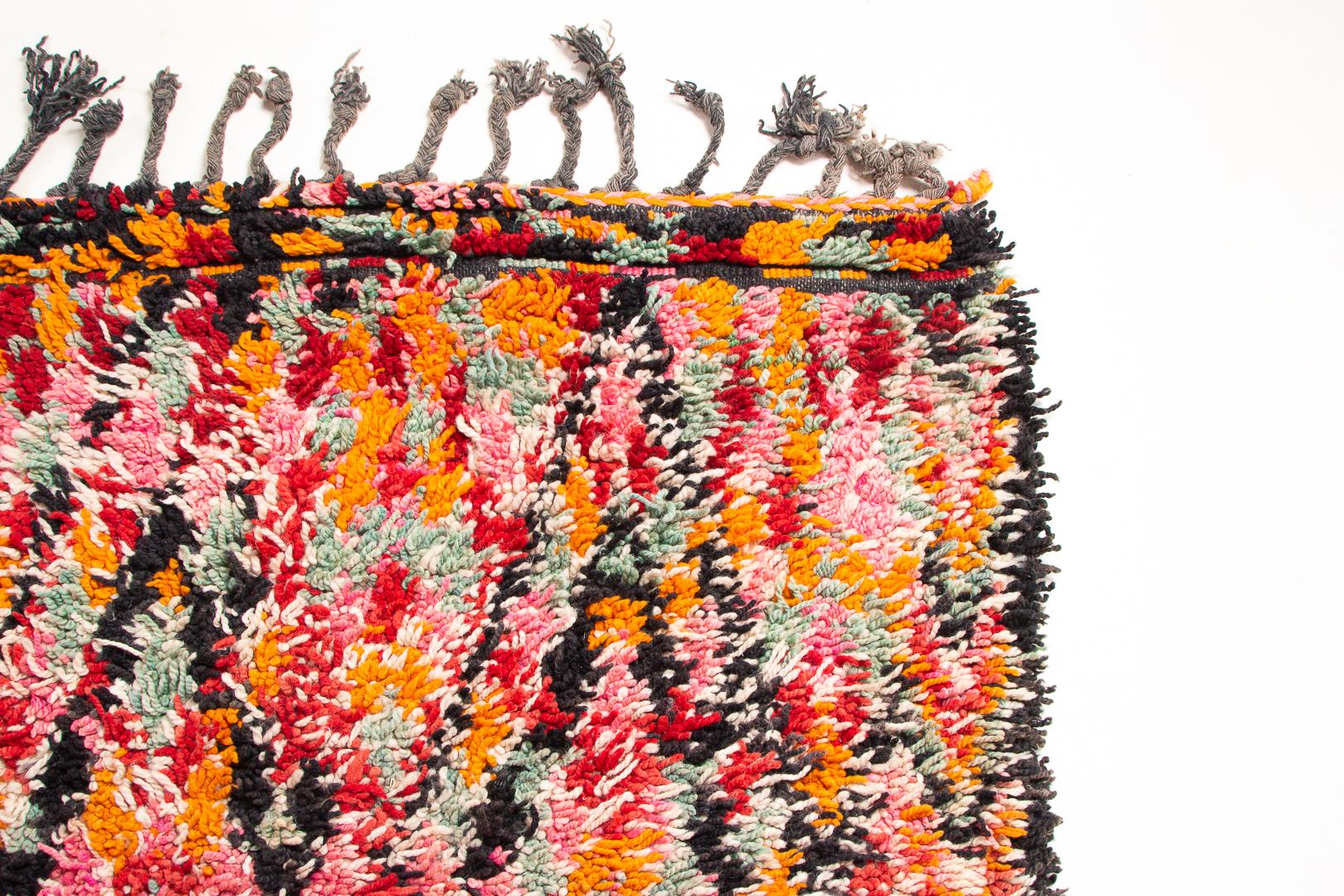 Hand-Knotted Vintage Berber Moroccan Rug, Nomadic Boho Chic Style, Circa 1970 For Sale